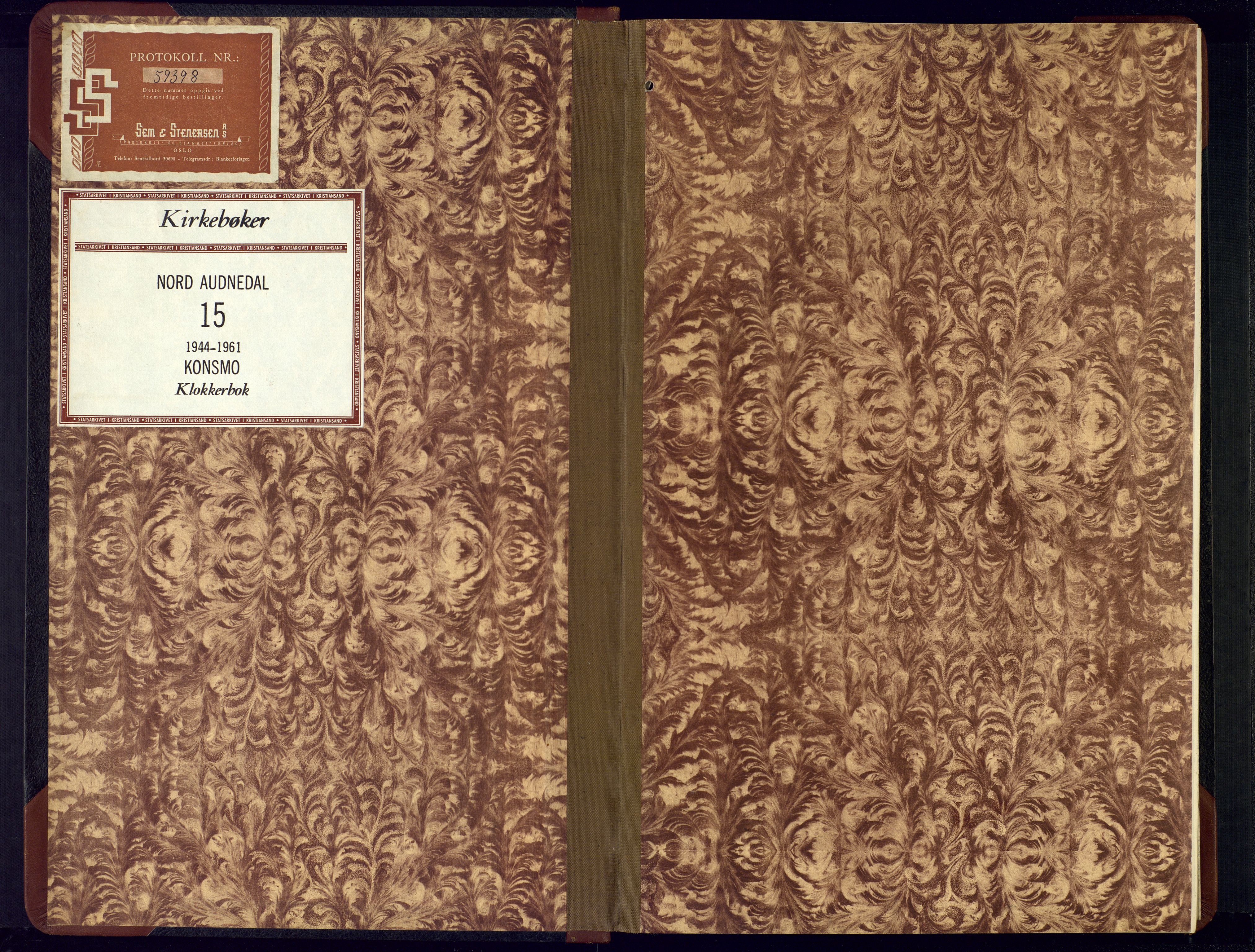 Nord-Audnedal sokneprestkontor, AV/SAK-1111-0032/F/Fb/Fba/L0007: Klokkerbok nr. B-7, 1944-1961