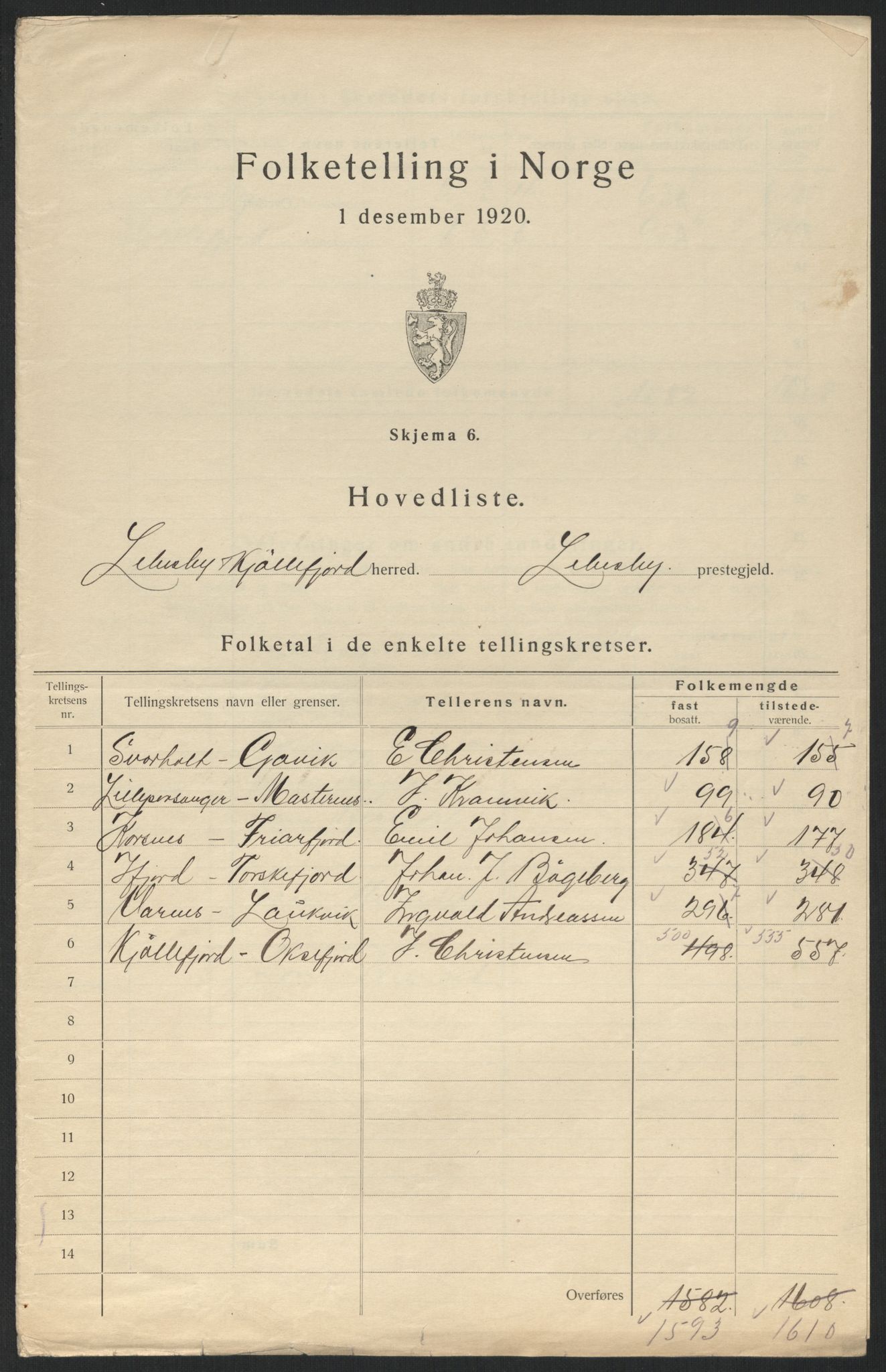 SATØ, Folketelling 1920 for 2022 Lebesby herred, 1920, s. 3