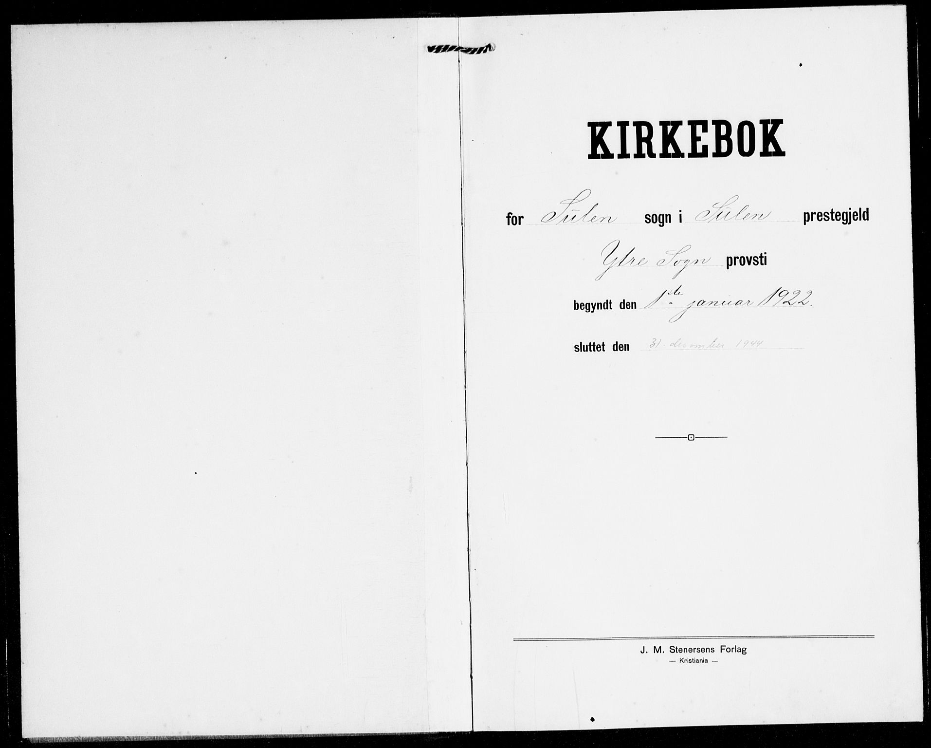Solund sokneprestembete, SAB/A-81401: Klokkerbok nr. A 3, 1922-1944