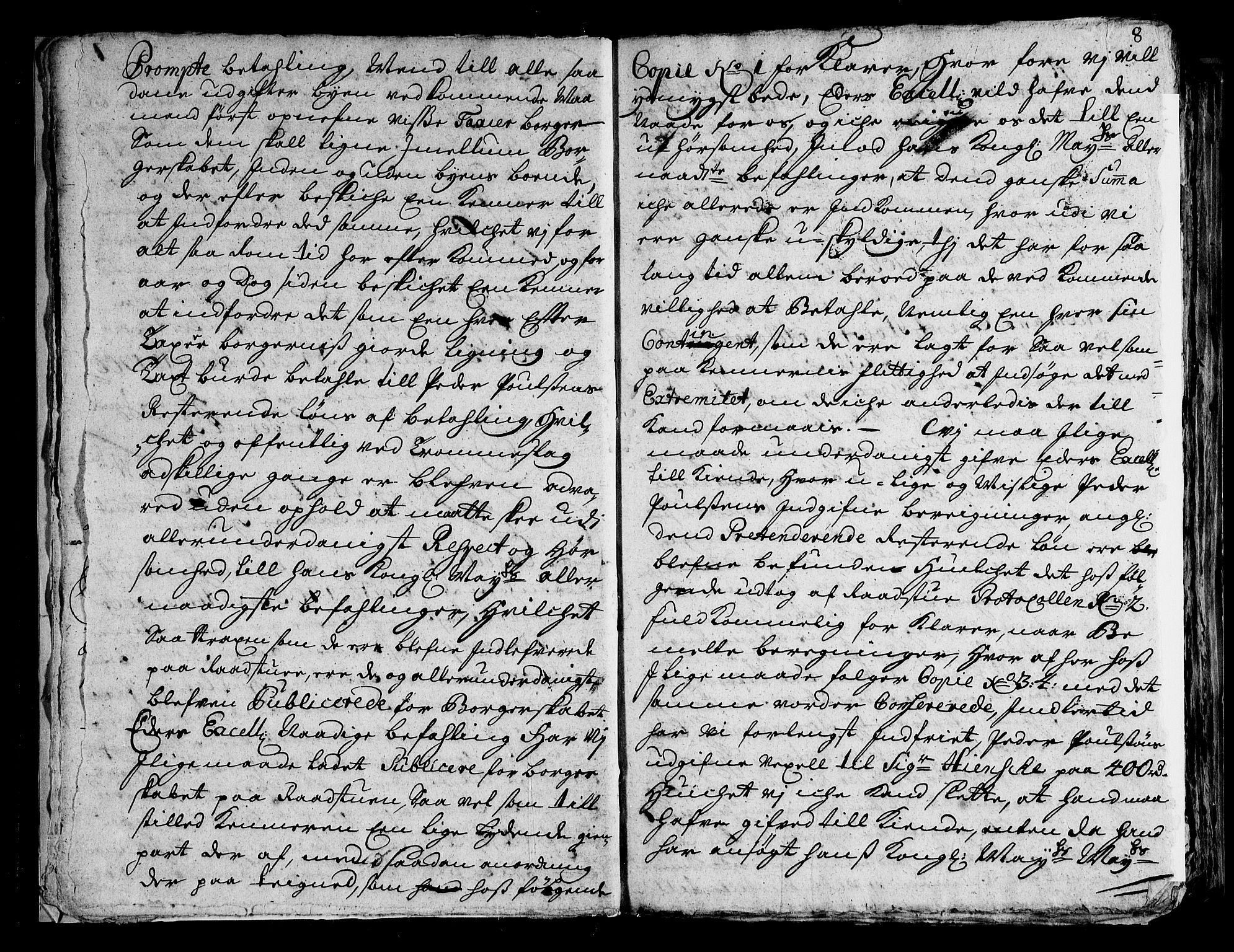 Overhoffretten 1667-1797, AV/RA-EA-2884/Ad/L0261: Ekstraktprotokoll, 1705, s. 7b-8a