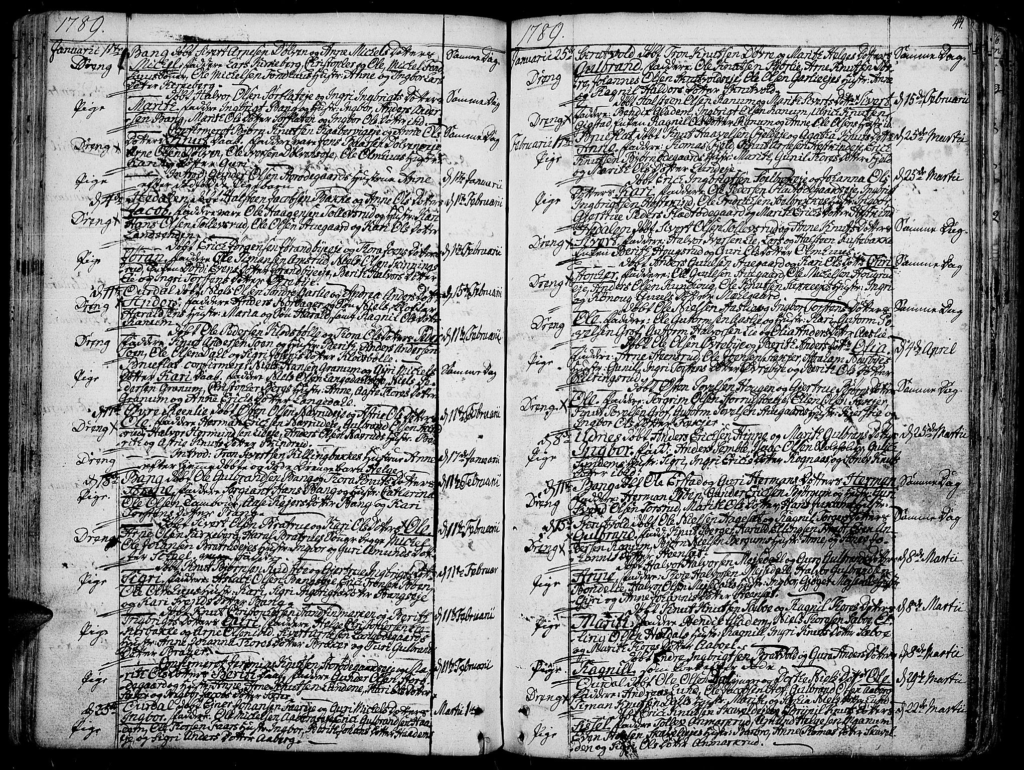 Aurdal prestekontor, AV/SAH-PREST-126/H/Ha/Haa/L0006: Ministerialbok nr. 6, 1781-1804, s. 44