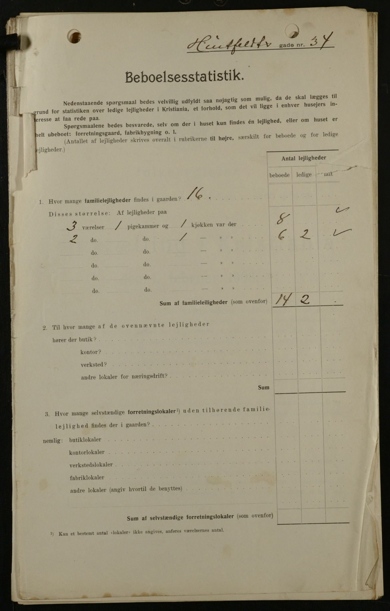 OBA, Kommunal folketelling 1.2.1908 for Kristiania kjøpstad, 1908, s. 37821