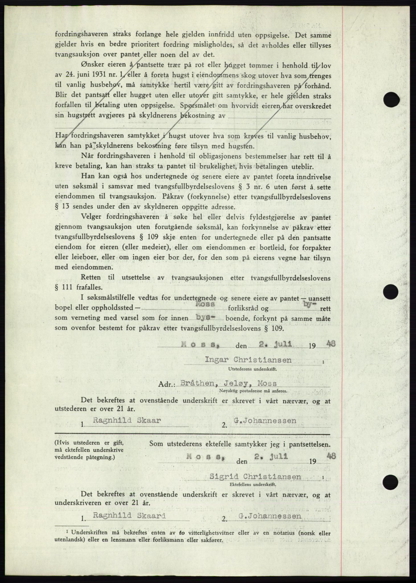 Moss sorenskriveri, AV/SAO-A-10168: Pantebok nr. B20, 1948-1948, Dagboknr: 1883/1948