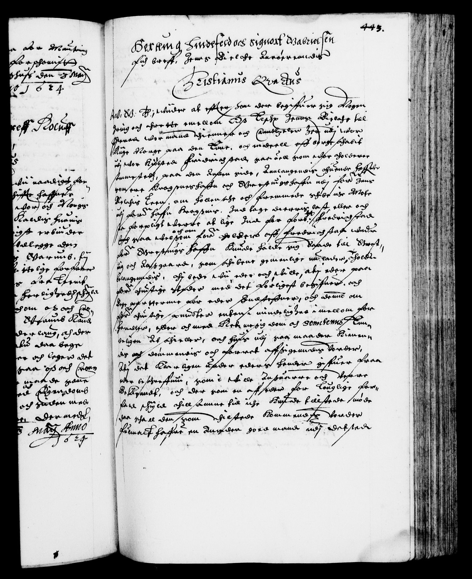 Danske Kanselli 1572-1799, RA/EA-3023/F/Fc/Fca/Fcab/L0004: Norske tegnelser (mikrofilm), 1617-1627, s. 443a