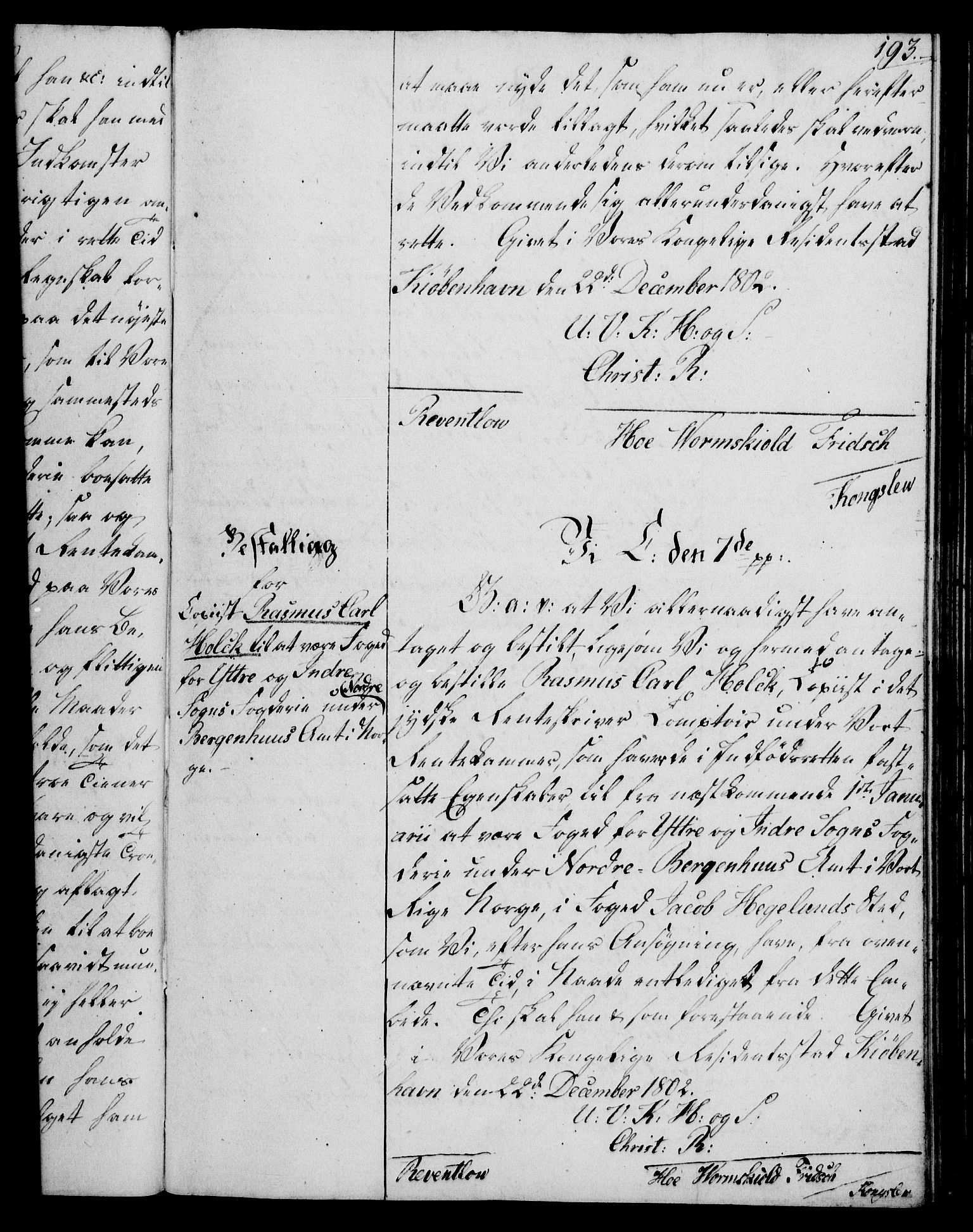 Rentekammeret, Kammerkanselliet, RA/EA-3111/G/Gg/Gge/L0006: Norsk bestallingsprotokoll med register (merket RK 53.30), 1773-1814, s. 193