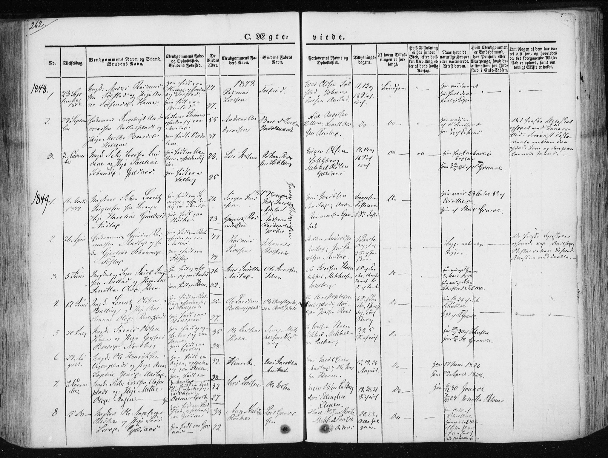 Ministerialprotokoller, klokkerbøker og fødselsregistre - Nord-Trøndelag, SAT/A-1458/730/L0280: Ministerialbok nr. 730A07 /2, 1840-1854, s. 262