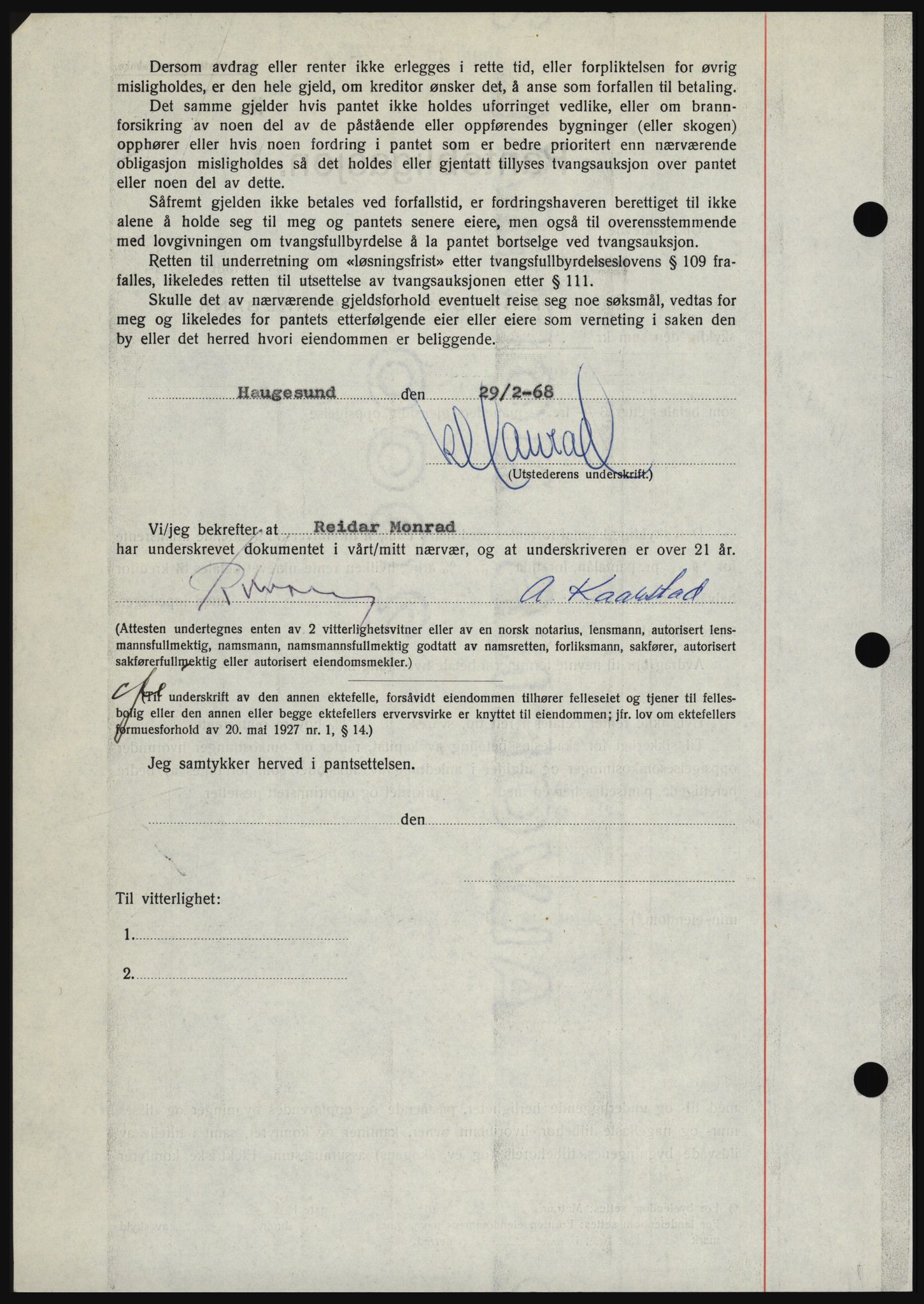 Haugesund tingrett, AV/SAST-A-101415/01/II/IIC/L0058: Pantebok nr. B 58, 1967-1968, Dagboknr: 679/1968