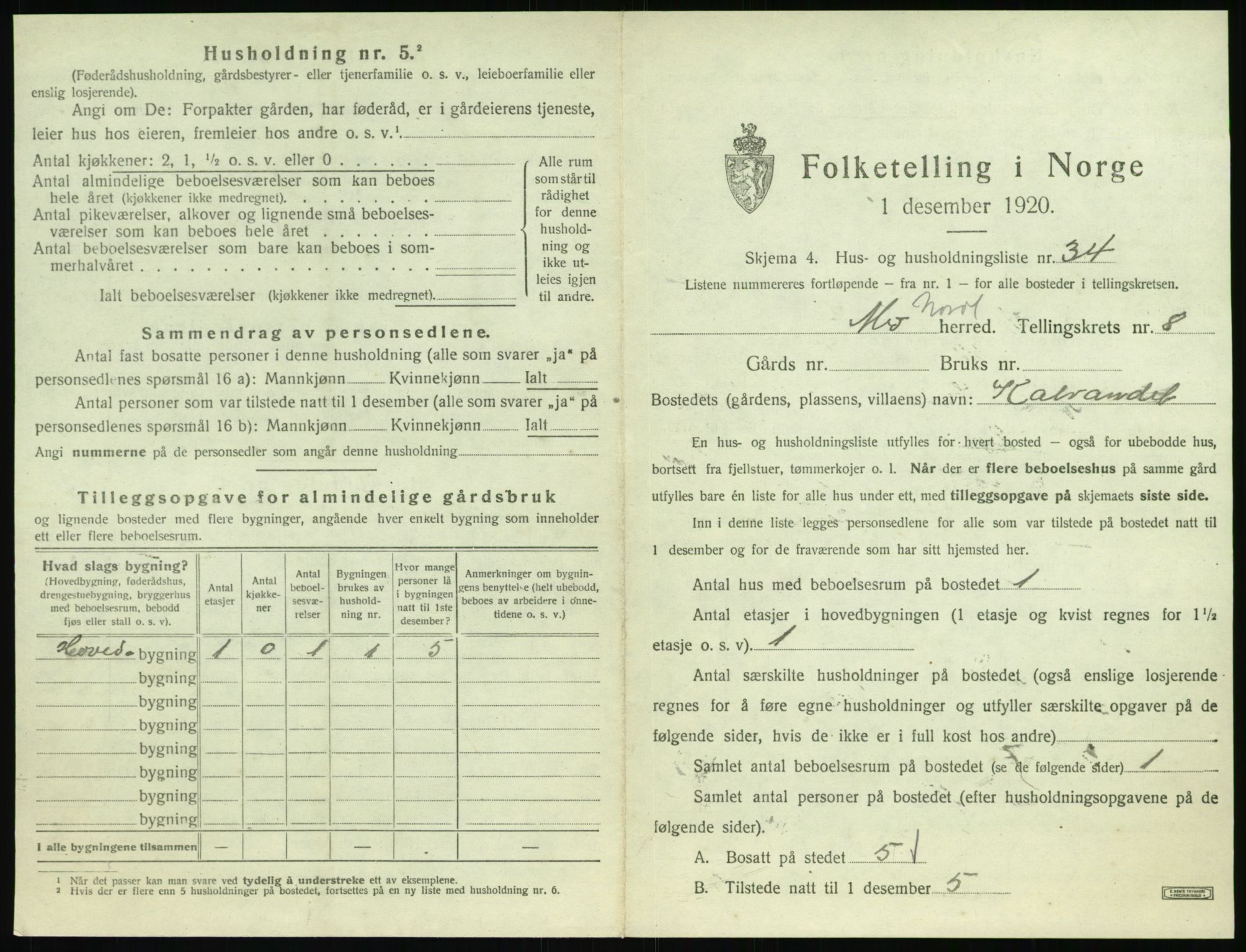 SAT, Folketelling 1920 for 1833 Mo herred, 1920, s. 1086