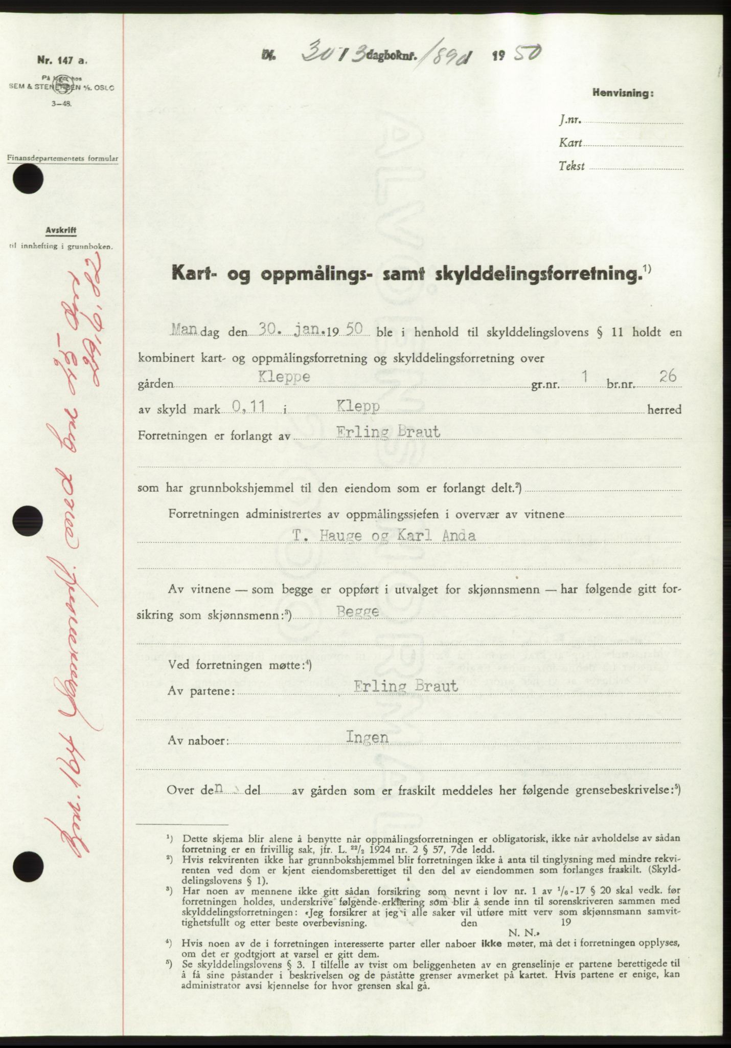 Jæren sorenskriveri, SAST/A-100310/03/G/Gba/L0107: Pantebok, 1950-1950, Dagboknr: 1890/1950