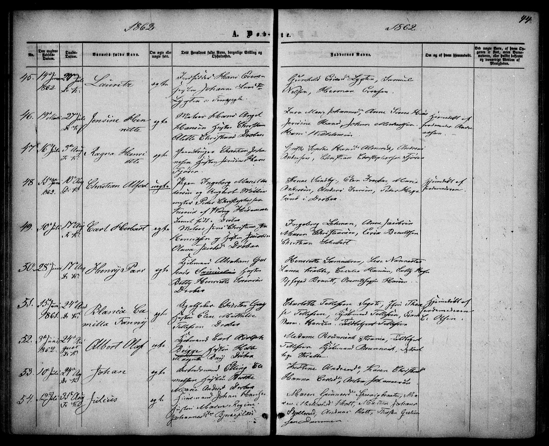 Drøbak prestekontor Kirkebøker, AV/SAO-A-10142a/F/Fa/L0002: Ministerialbok nr. I 2, 1858-1870, s. 44
