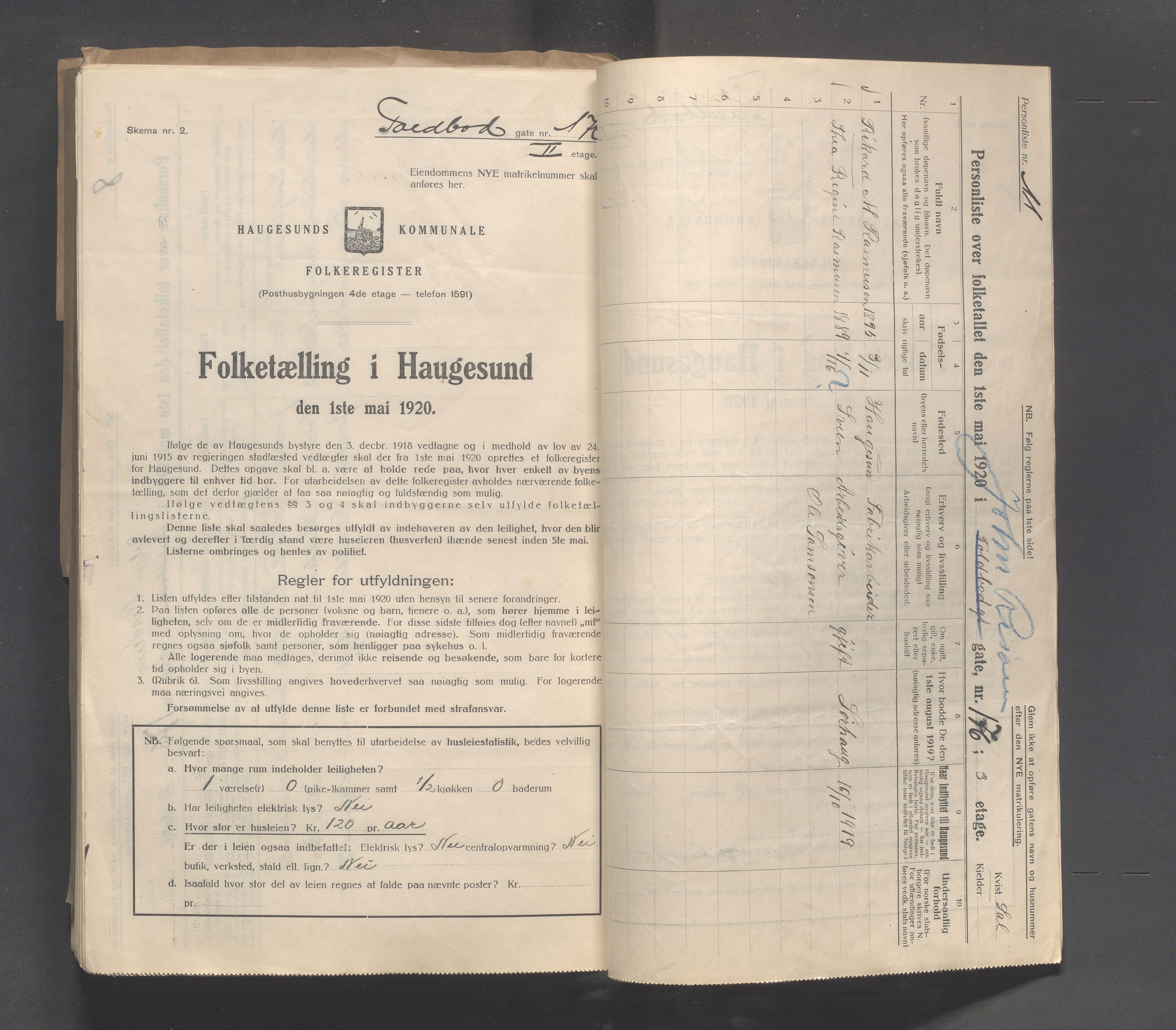 IKAR, Kommunal folketelling 1.5.1920 for Haugesund, 1920, s. 6734