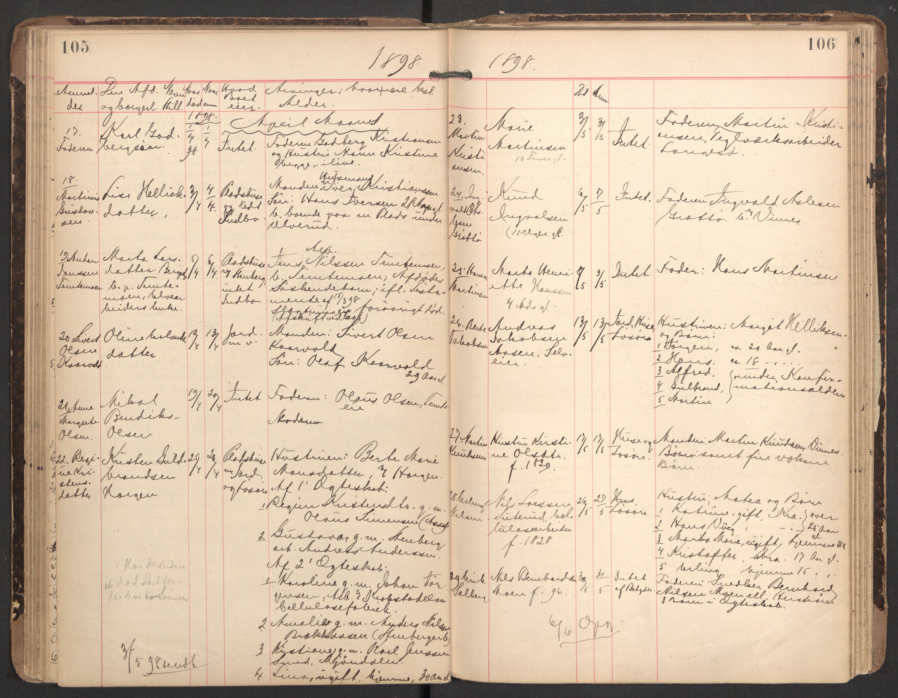 Nedre Eiker lensmannskontor, AV/SAKO-A-530/H/Ha/L0001: Dødsfallsprotokoll, 1887-1915, s. 105-106