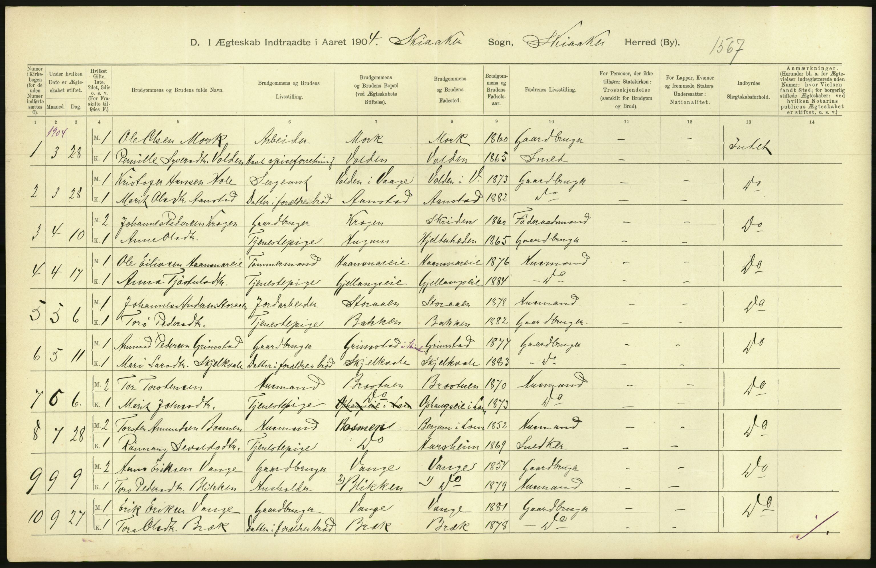 Statistisk sentralbyrå, Sosiodemografiske emner, Befolkning, AV/RA-S-2228/D/Df/Dfa/Dfab/L0006: Kristians amt: Fødte, gifte, døde, 1904, s. 826