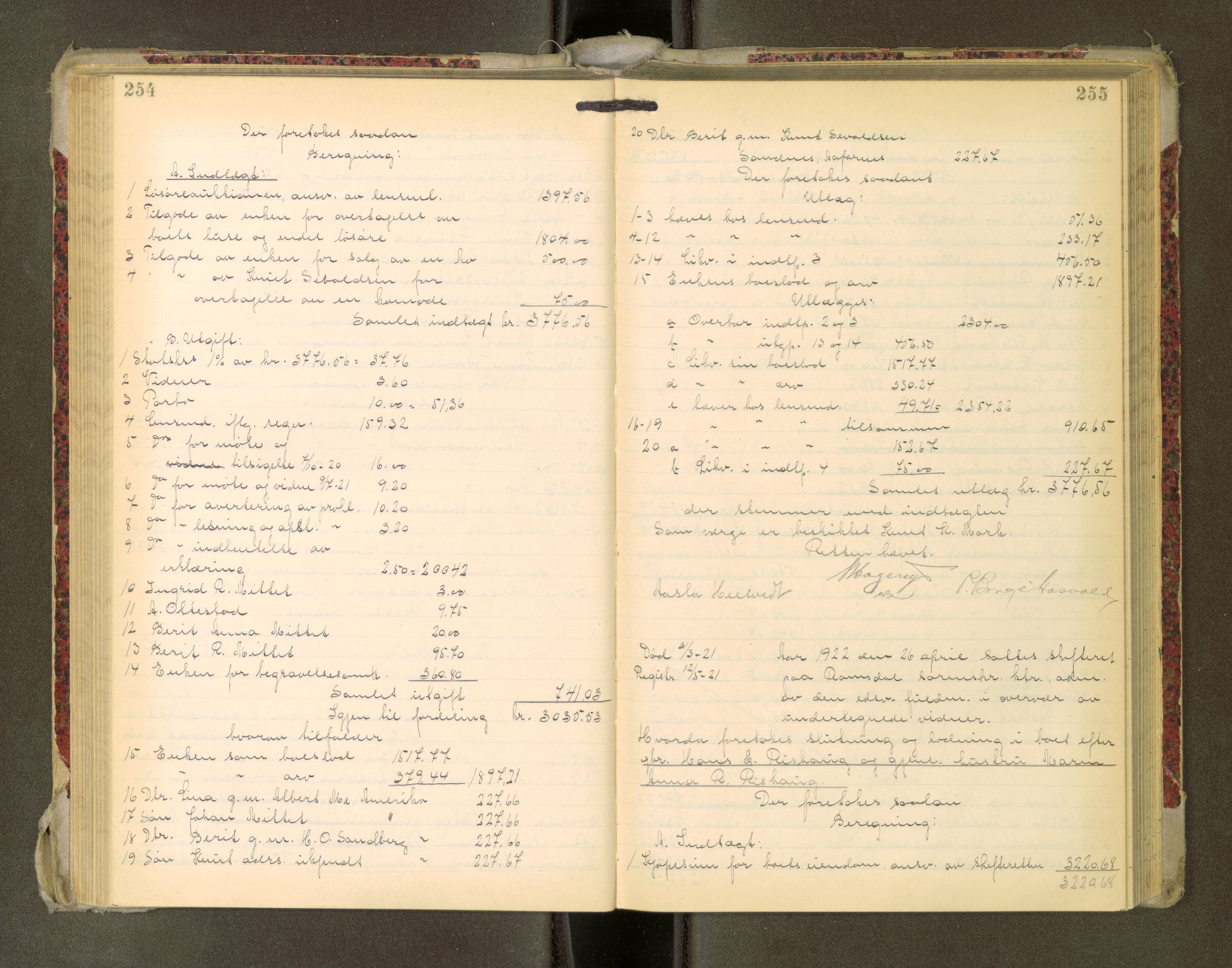 Romsdal sorenskriveri, AV/SAT-A-4149/1/3/3A/L0022: Skifteutlodnings Protokoll, 1920-1924, s. 254-255