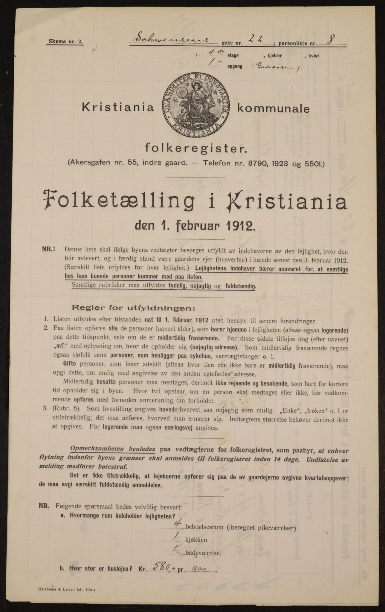 OBA, Kommunal folketelling 1.2.1912 for Kristiania, 1912, s. 93135