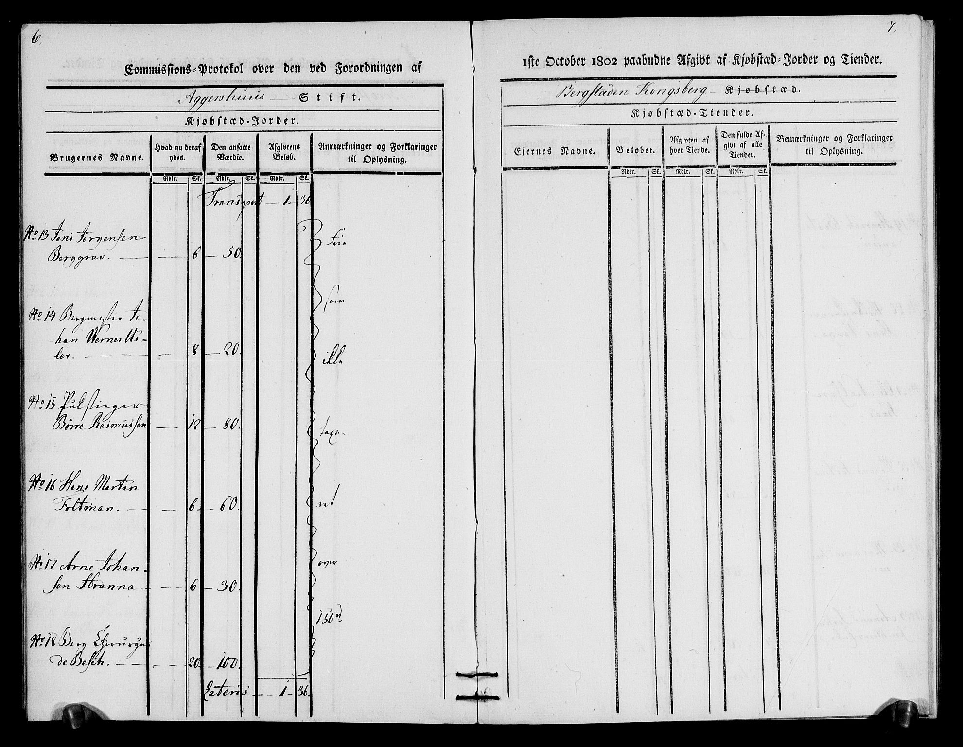 Rentekammeret inntil 1814, Realistisk ordnet avdeling, AV/RA-EA-4070/N/Ne/Nea/L0057b: Numedal og Sandsvær fogderi. Oppebørselsregister for Kongsberg bergstad, 1803-1804, s. 5