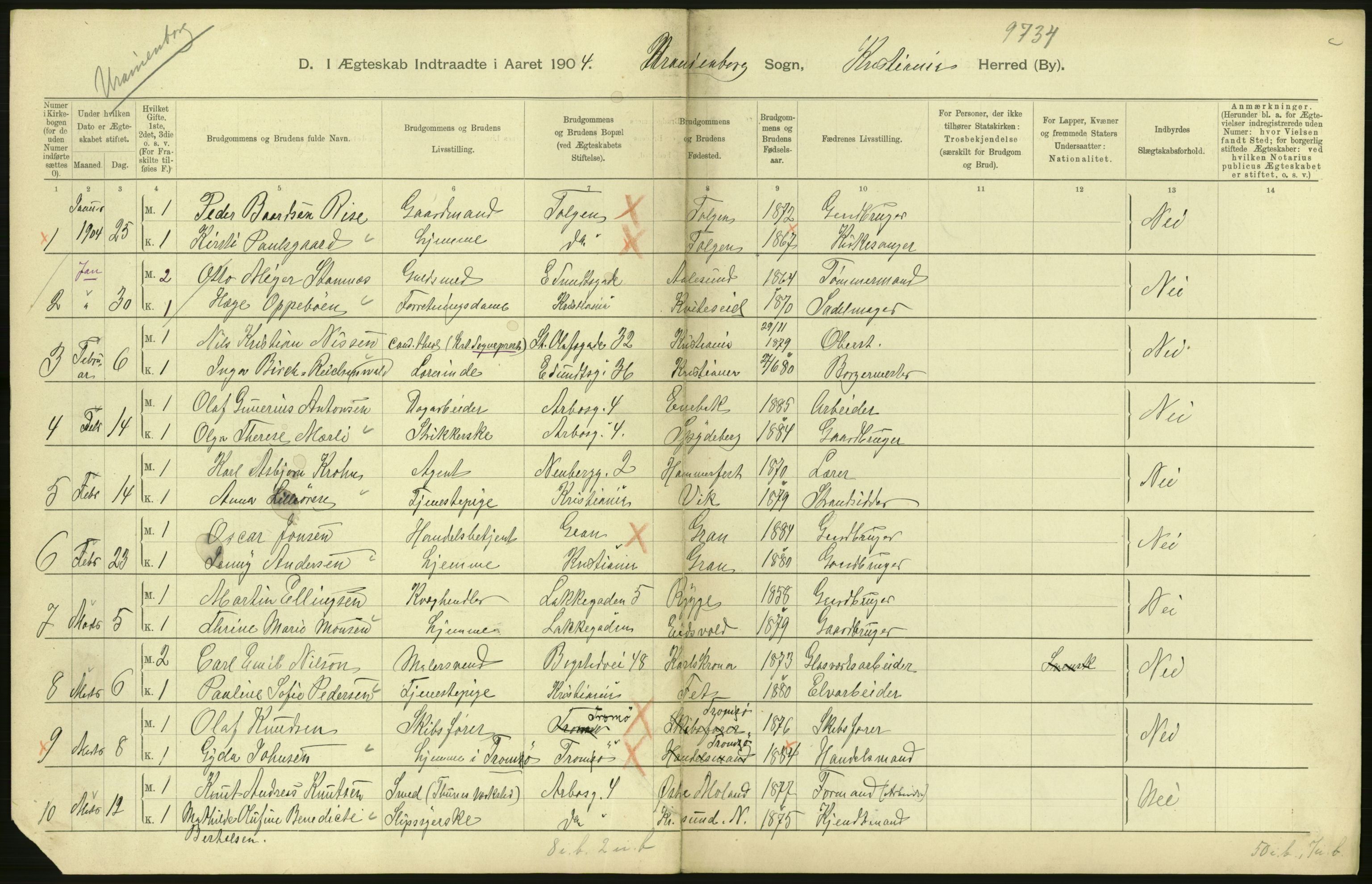 Statistisk sentralbyrå, Sosiodemografiske emner, Befolkning, AV/RA-S-2228/D/Df/Dfa/Dfab/L0004: Kristiania: Gifte, døde, 1904, s. 92