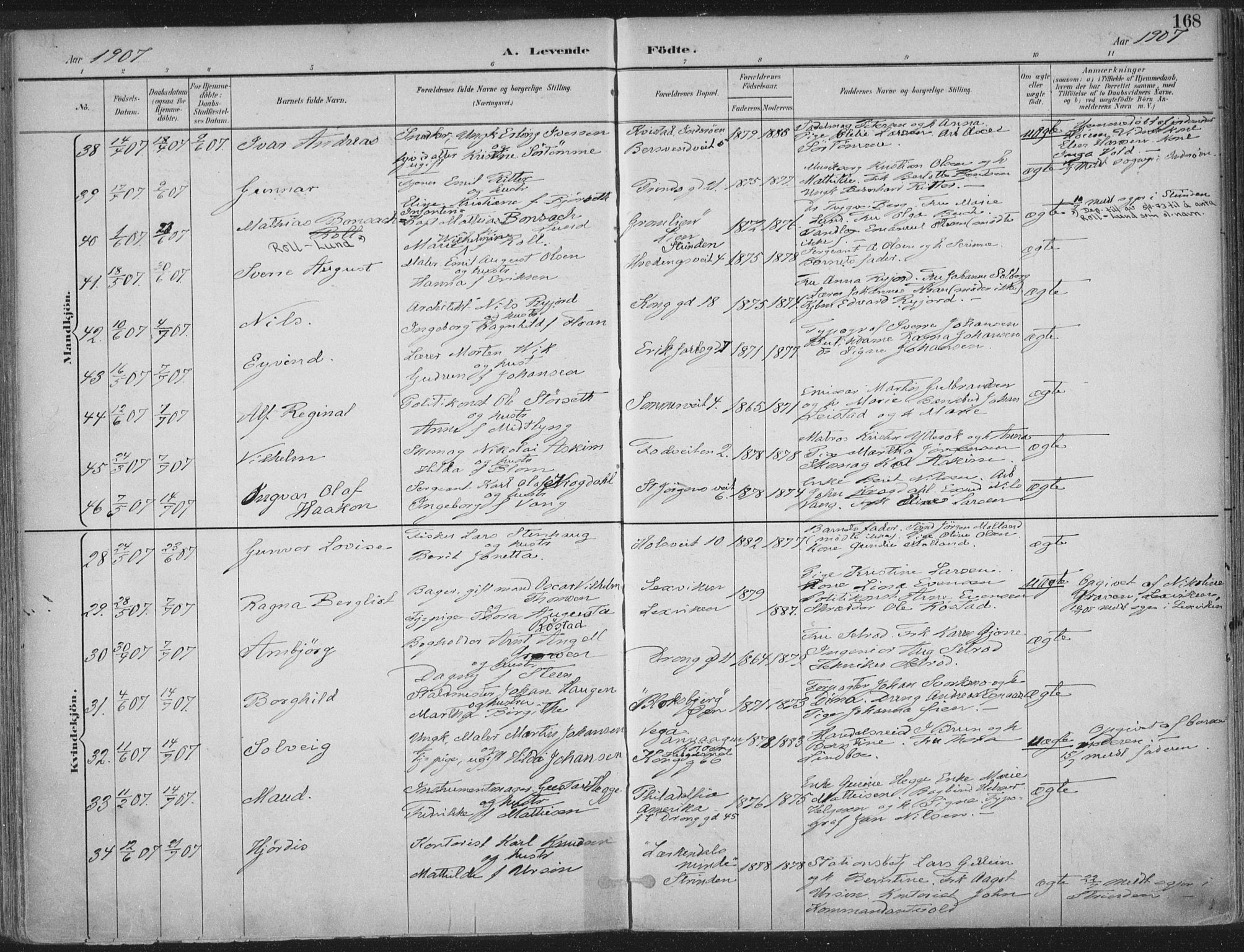Ministerialprotokoller, klokkerbøker og fødselsregistre - Sør-Trøndelag, SAT/A-1456/601/L0062: Ministerialbok nr. 601A30, 1891-1911, s. 168