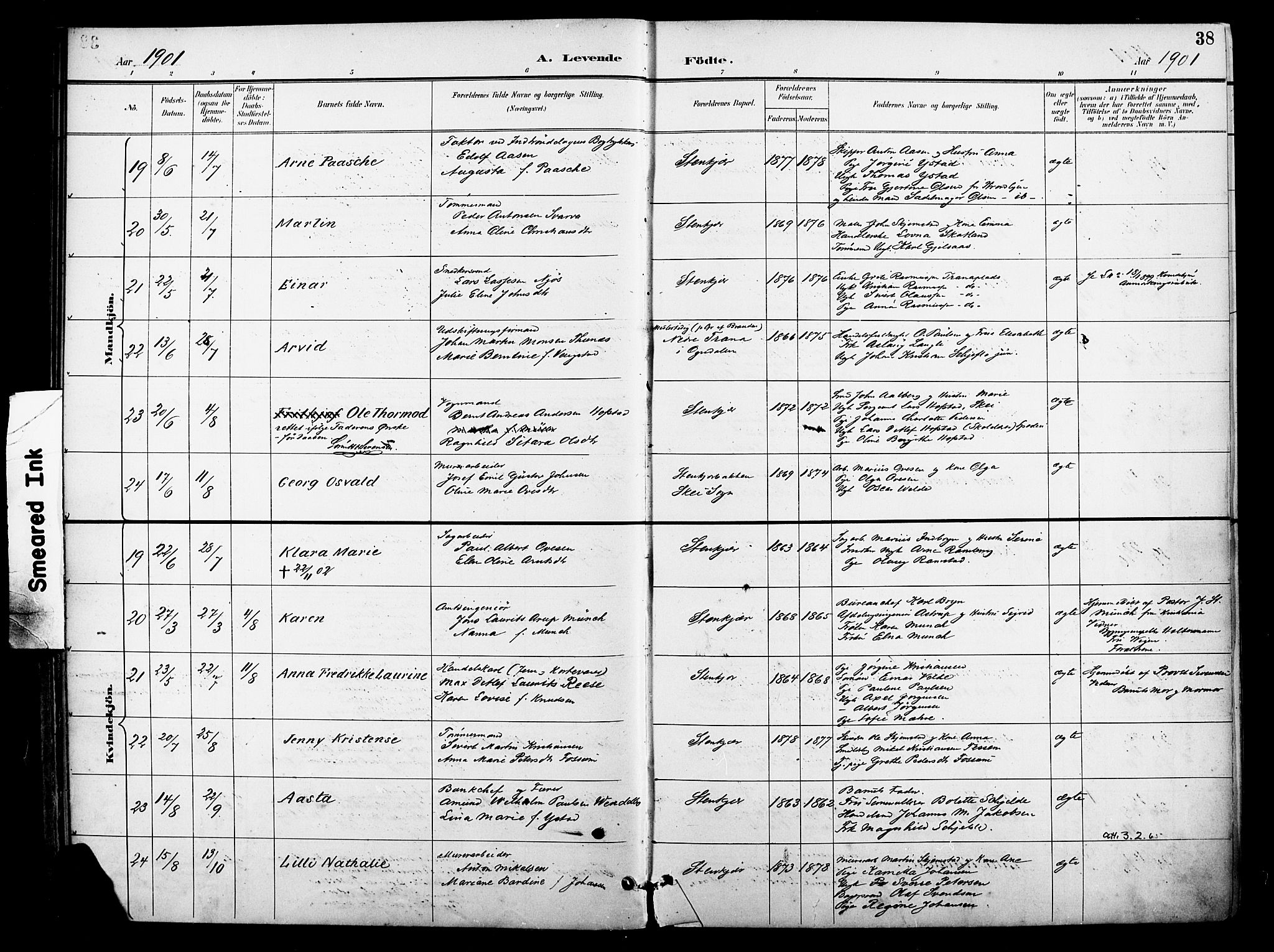 Ministerialprotokoller, klokkerbøker og fødselsregistre - Nord-Trøndelag, SAT/A-1458/739/L0372: Ministerialbok nr. 739A04, 1895-1903, s. 38