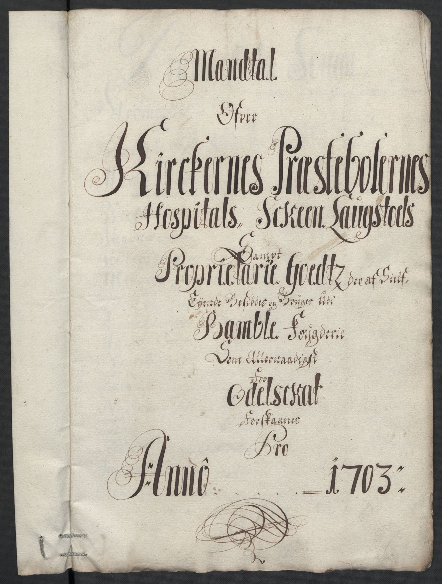 Rentekammeret inntil 1814, Reviderte regnskaper, Fogderegnskap, RA/EA-4092/R36/L2110: Fogderegnskap Øvre og Nedre Telemark og Bamble, 1703, s. 84
