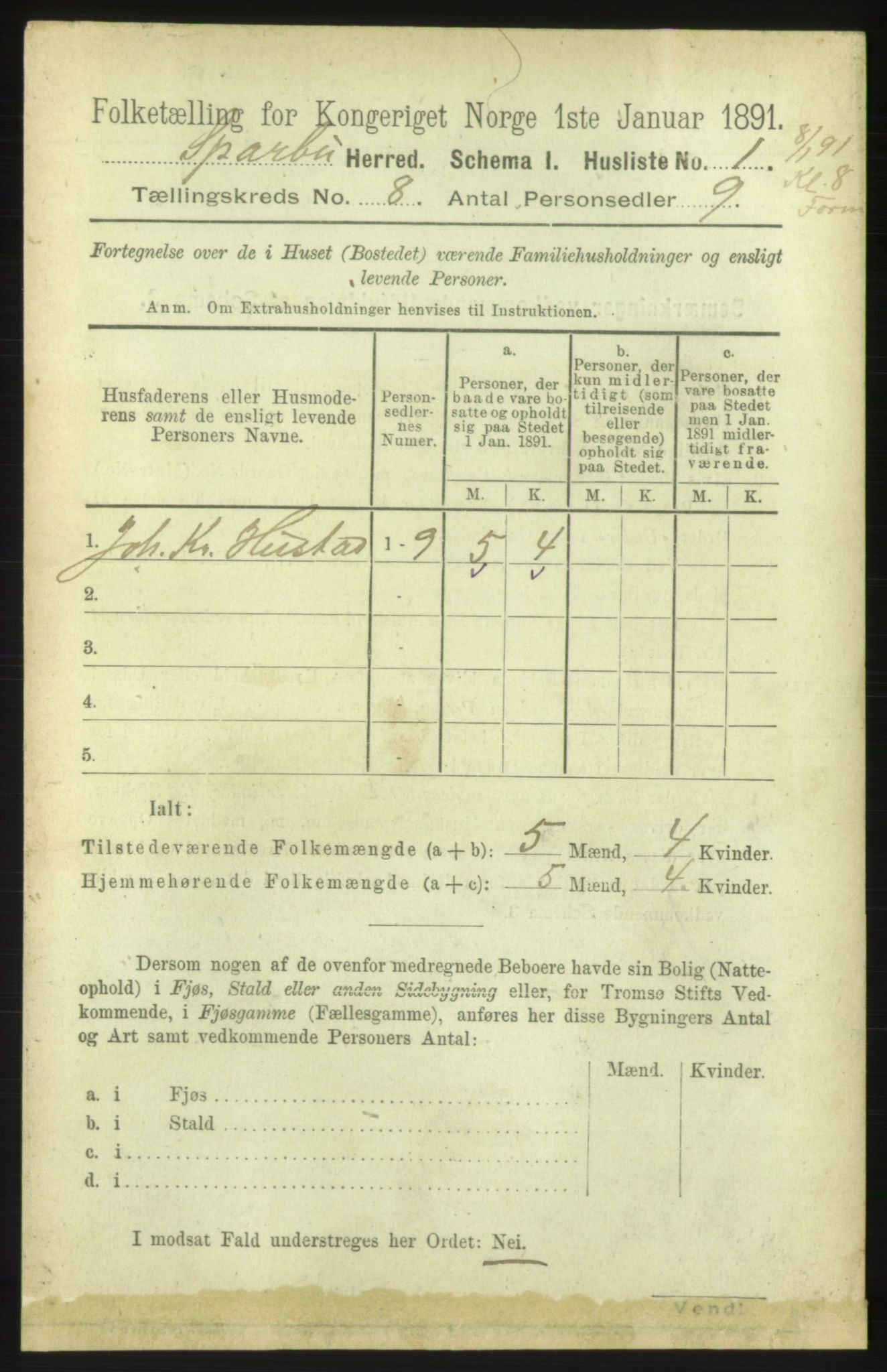 RA, Folketelling 1891 for 1731 Sparbu herred, 1891, s. 2761