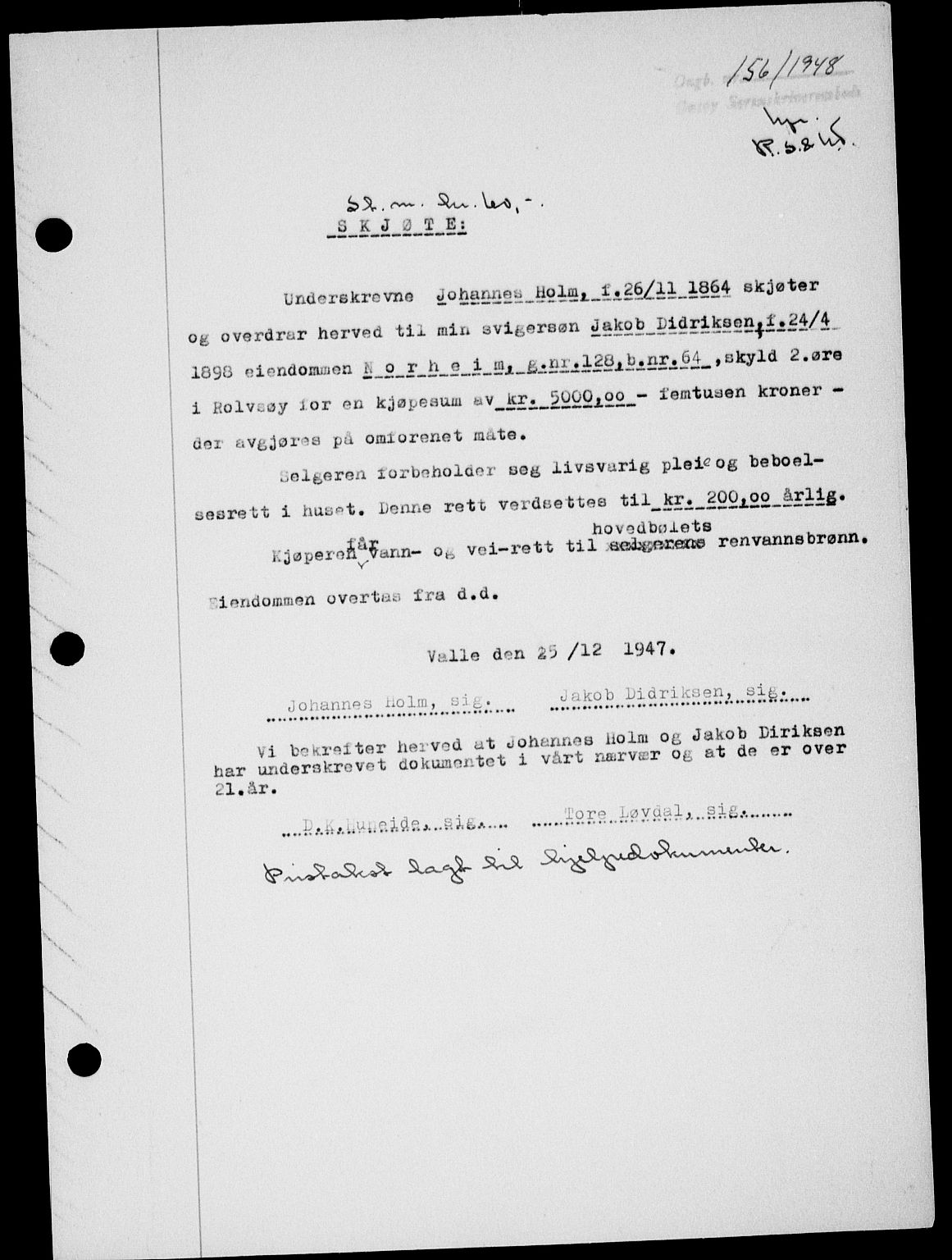 Onsøy sorenskriveri, SAO/A-10474/G/Ga/Gab/L0022: Pantebok nr. II A-22, 1947-1948, Dagboknr: 156/1948
