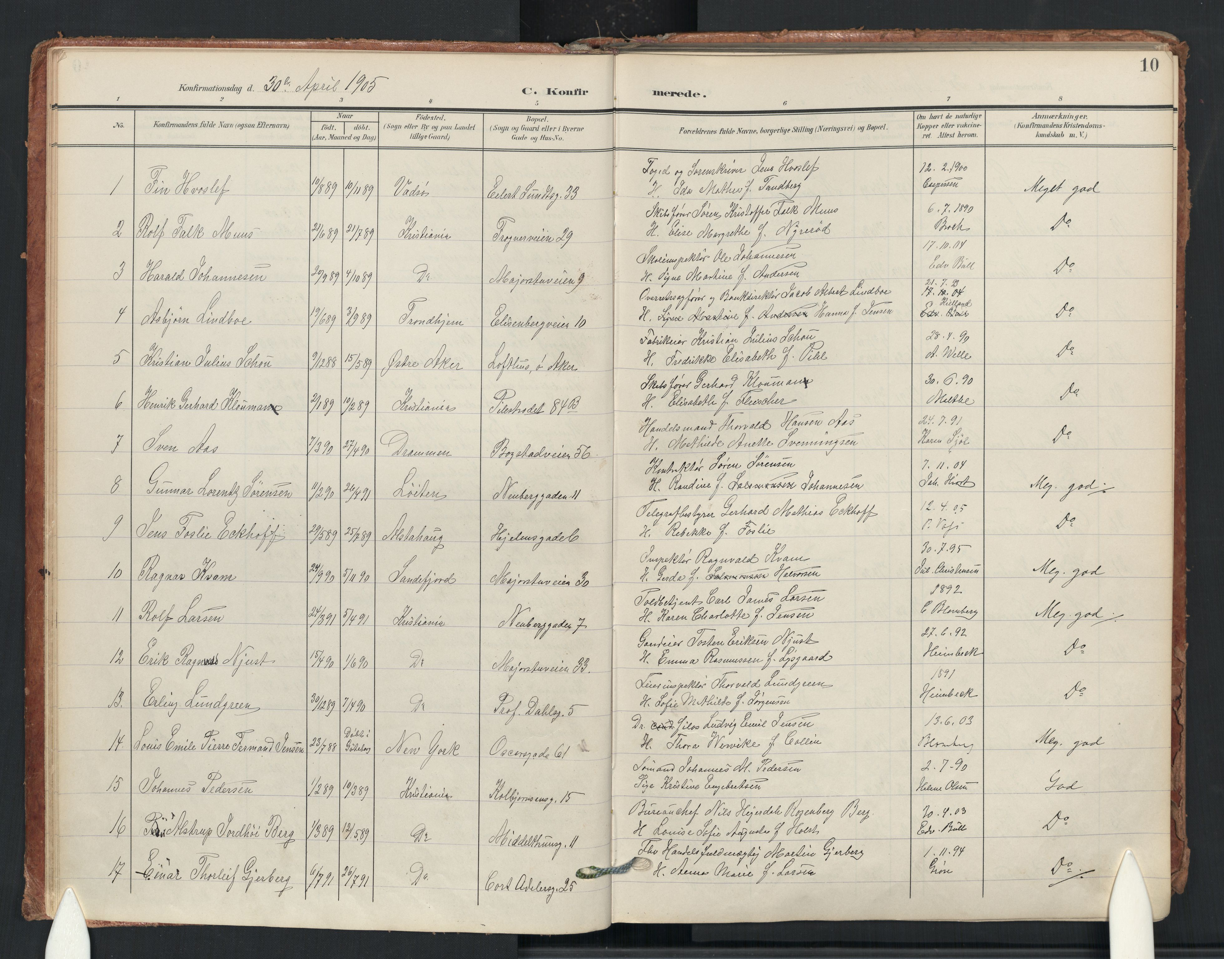 Uranienborg prestekontor Kirkebøker, AV/SAO-A-10877/F/Fa/L0009: Ministerialbok nr. I 9, 1904-1919, s. 10