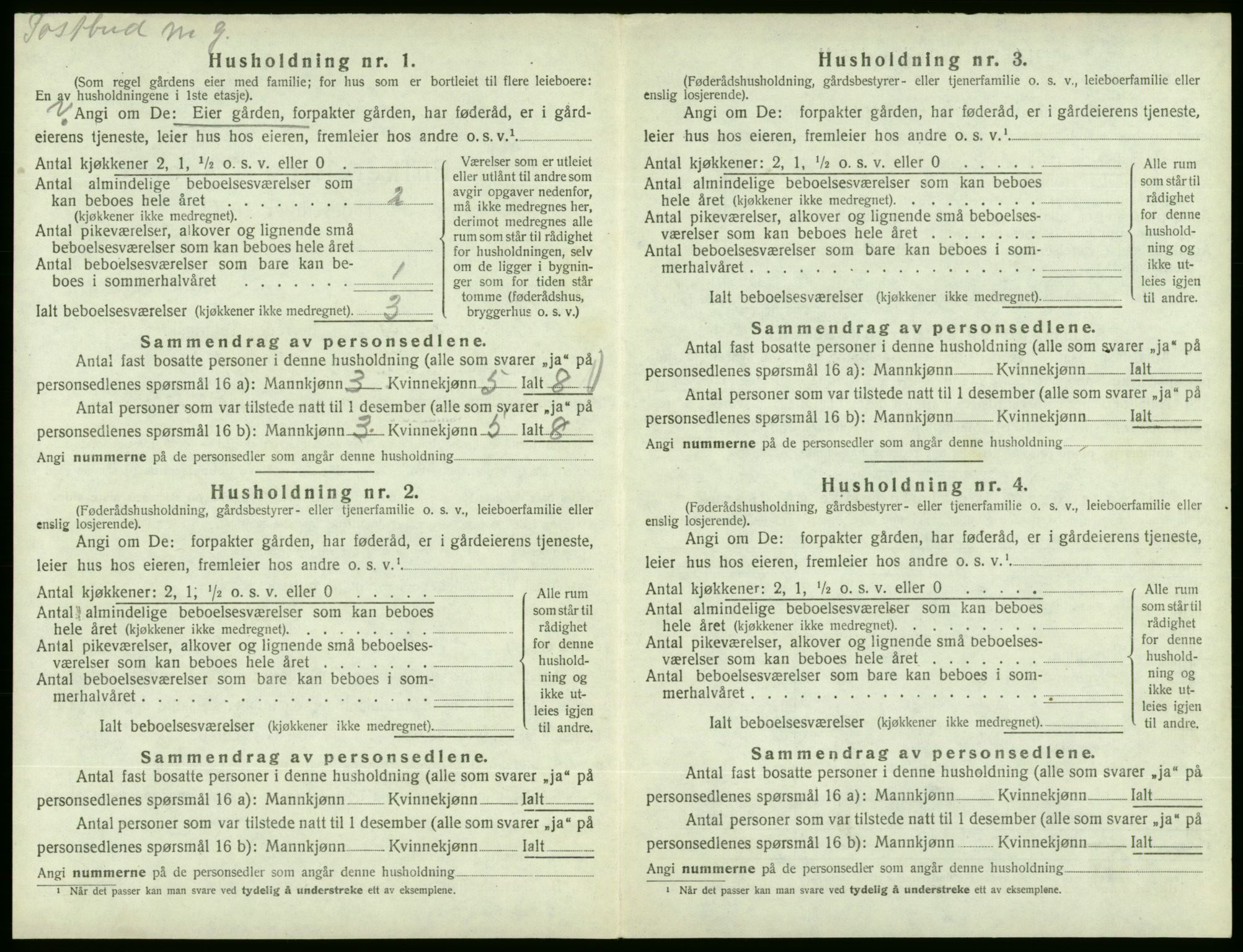 SAB, Folketelling 1920 for 1213 Fjelberg herred, 1920, s. 138