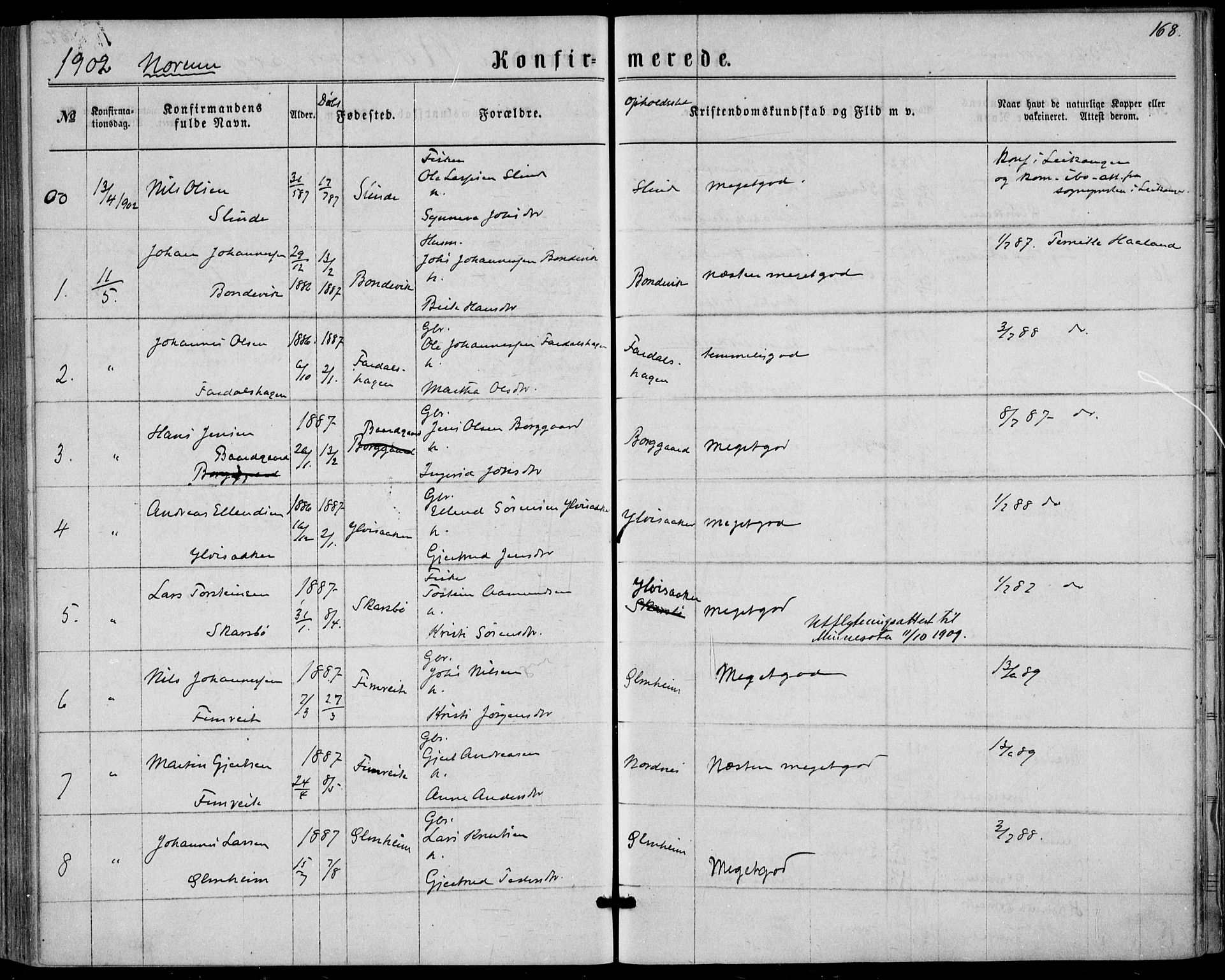Sogndal sokneprestembete, AV/SAB-A-81301/H/Haa/Haaa/L0015: Ministerialbok nr. A 15, 1871-1904, s. 168
