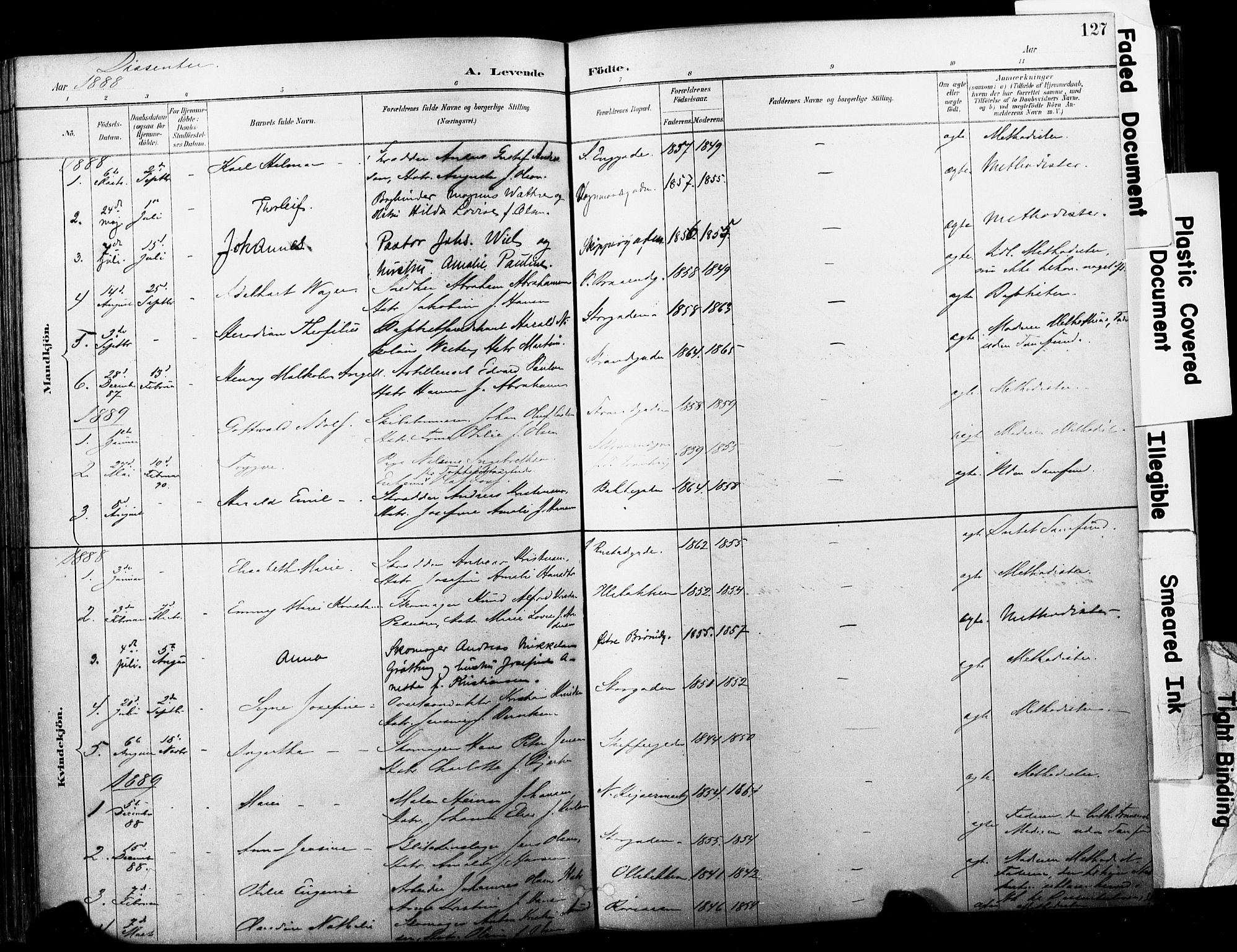 Horten kirkebøker, AV/SAKO-A-348/F/Fa/L0004: Ministerialbok nr. 4, 1888-1895, s. 127