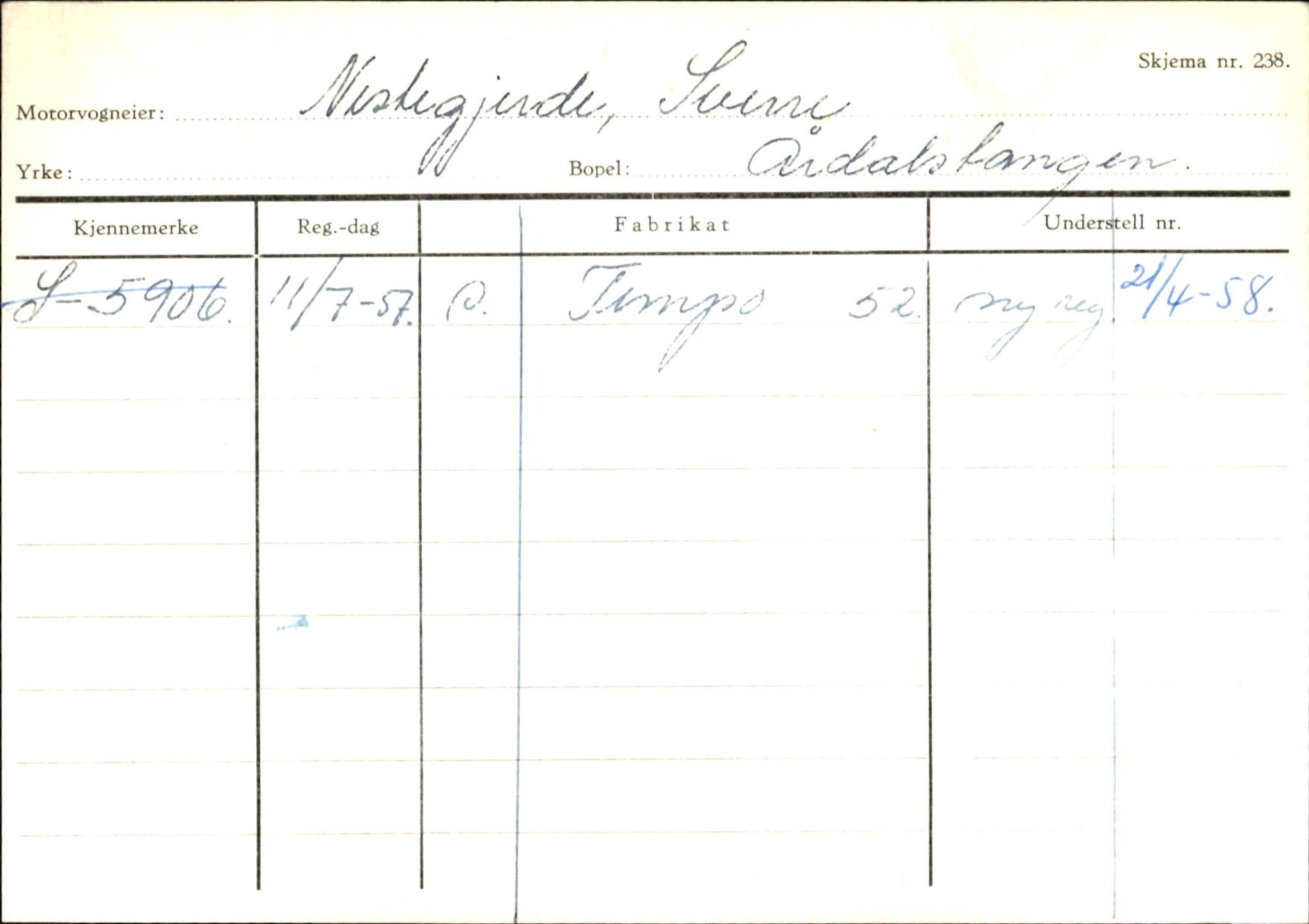 Statens vegvesen, Sogn og Fjordane vegkontor, AV/SAB-A-5301/4/F/L0145: Registerkort Vågsøy S-Å. Årdal I-P, 1945-1975, s. 2017