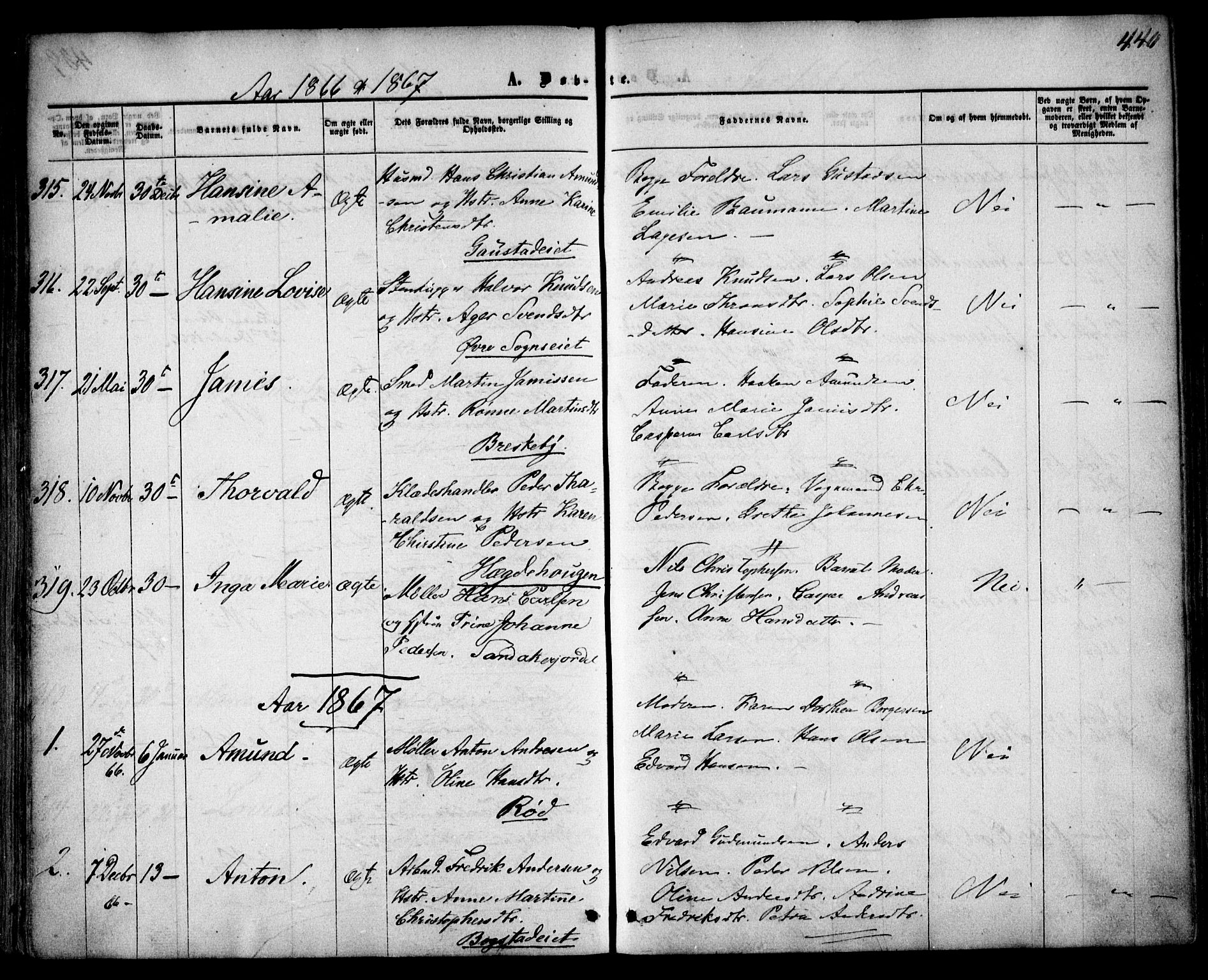 Vestre Aker prestekontor Kirkebøker, AV/SAO-A-10025/F/Fa/L0003: Ministerialbok nr. 3, 1857-1868, s. 440