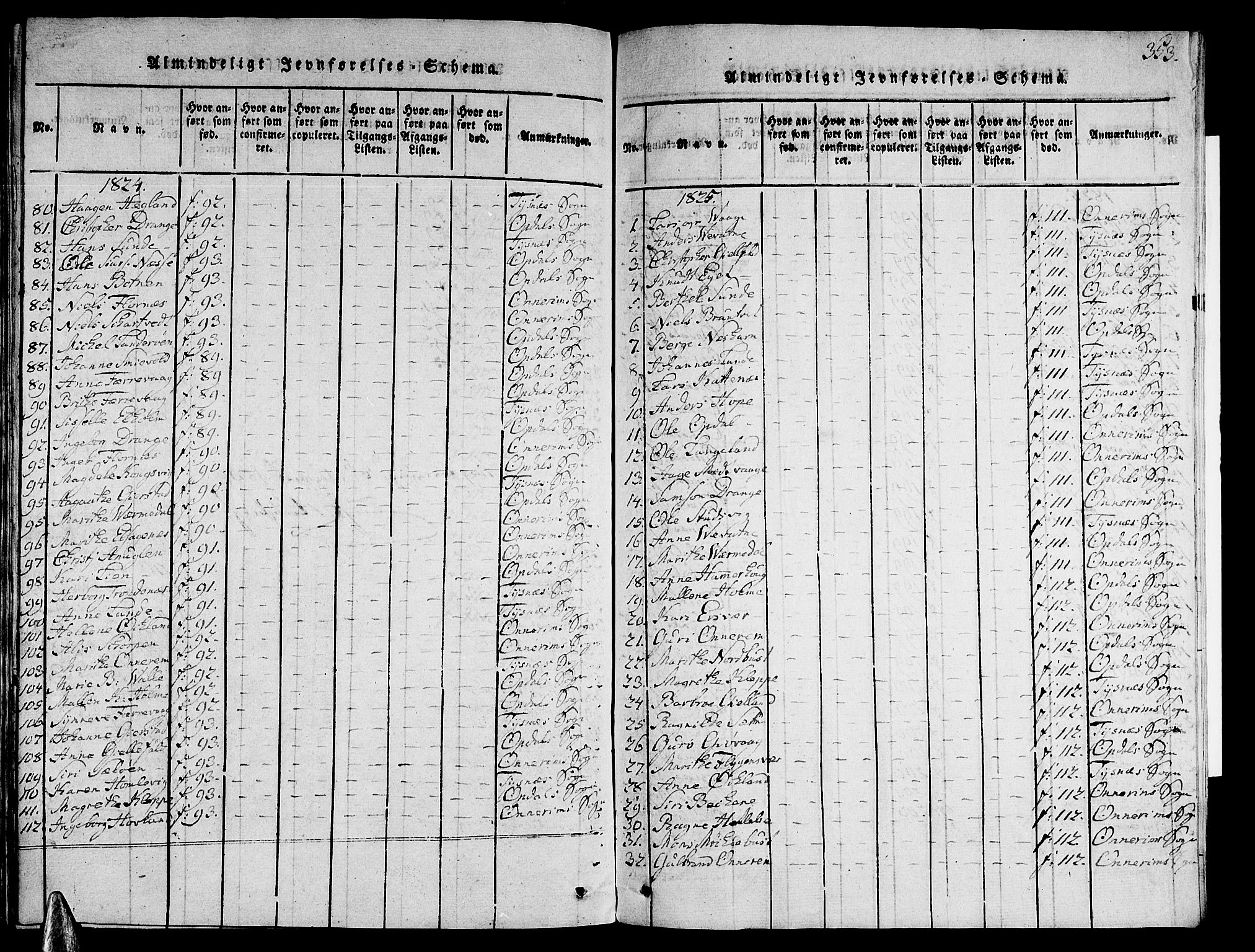 Tysnes sokneprestembete, AV/SAB-A-78601/H/Hab: Klokkerbok nr. A 1, 1816-1828, s. 353
