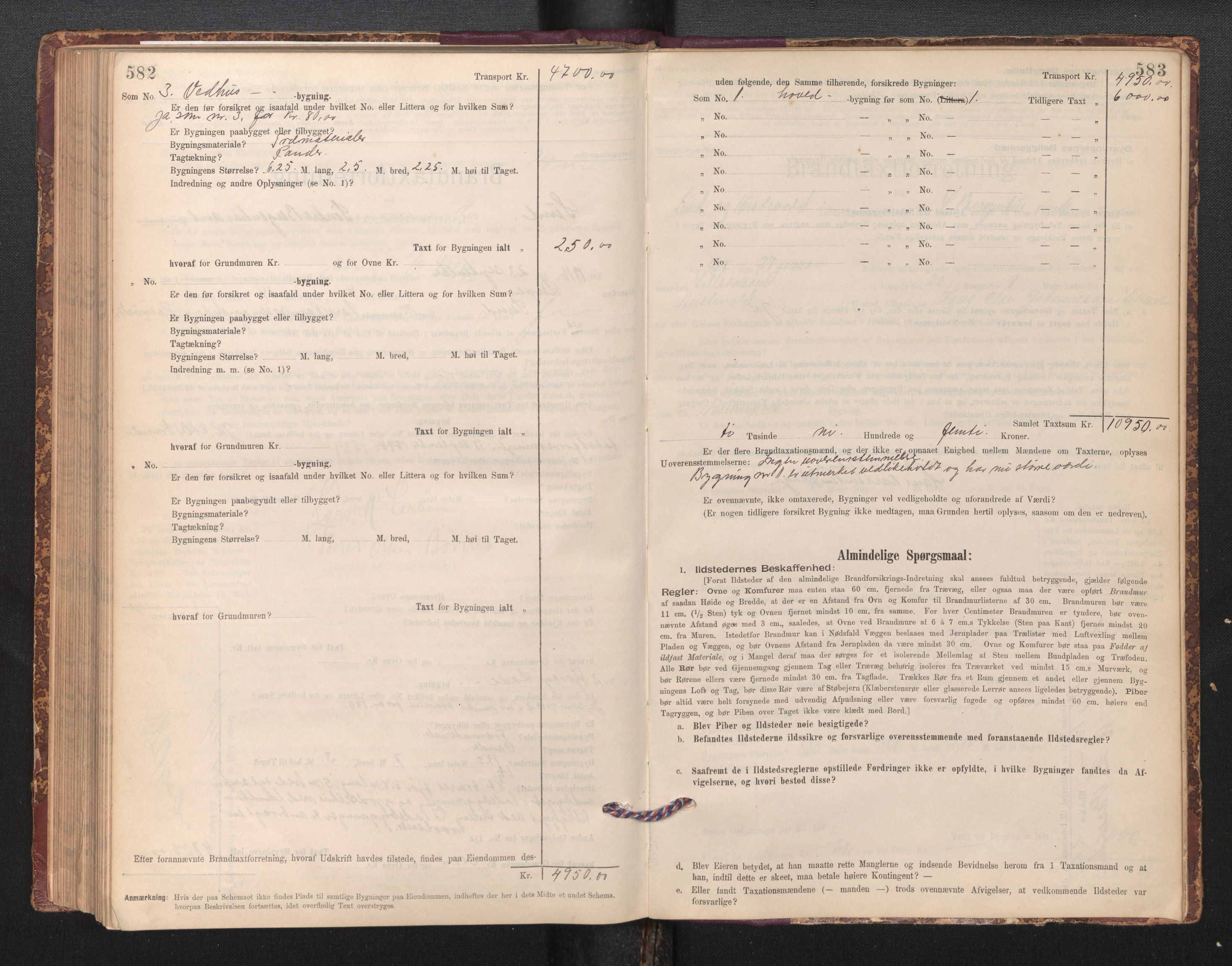 Lensmannen i Sund og Austevoll, AV/SAB-A-35201/0012/L0003: Branntakstprotokoll, skjematakst, 1894-1917, s. 582-583