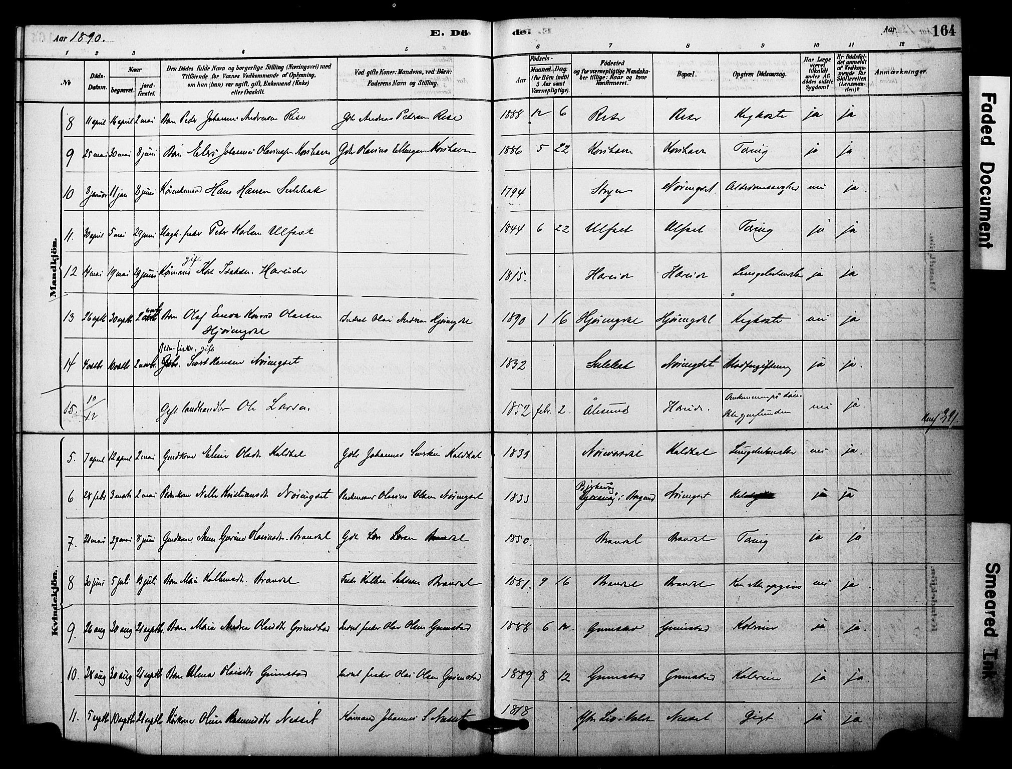 Ministerialprotokoller, klokkerbøker og fødselsregistre - Møre og Romsdal, AV/SAT-A-1454/510/L0122: Ministerialbok nr. 510A02, 1878-1897, s. 164