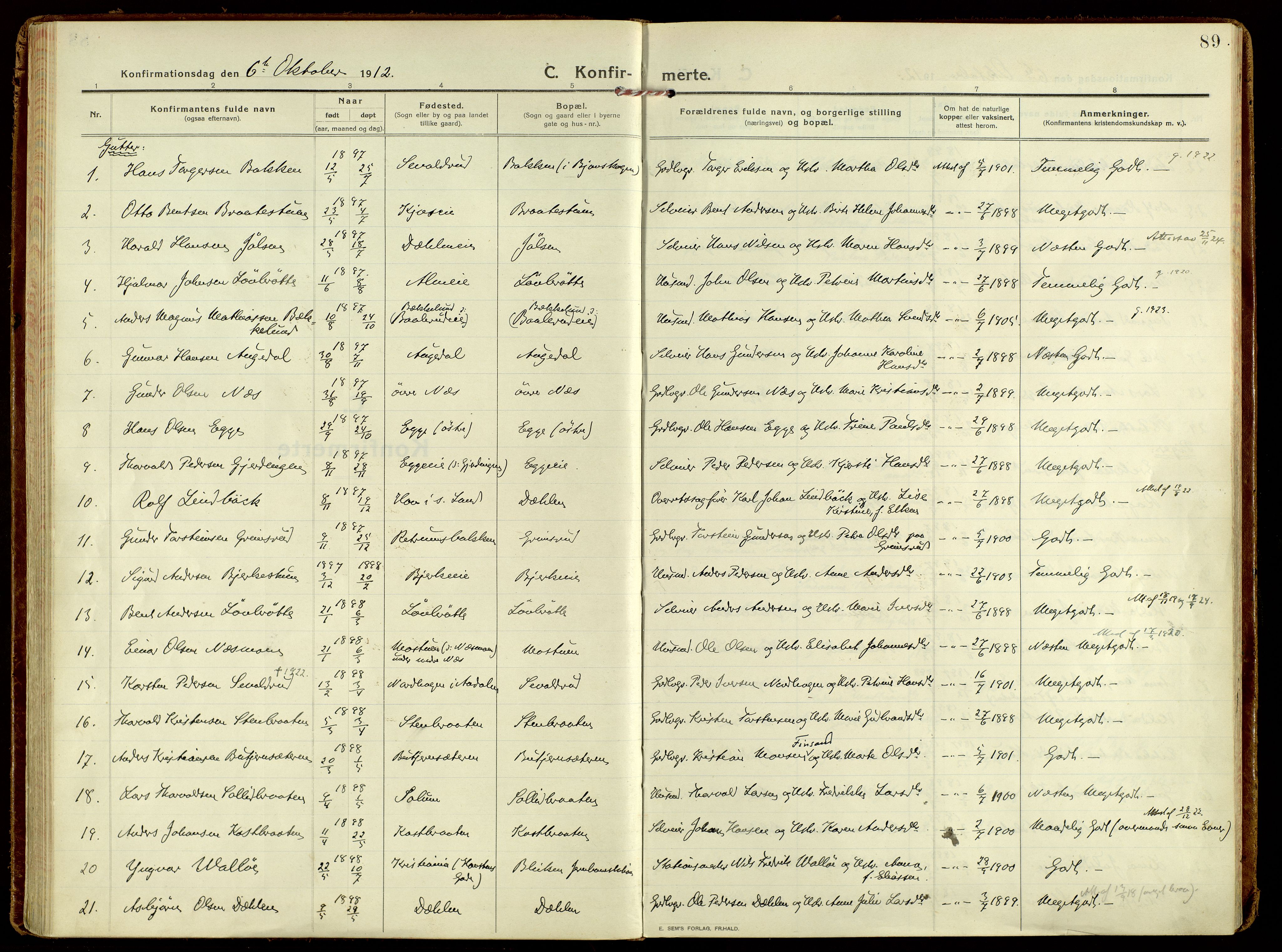 Brandbu prestekontor, AV/SAH-PREST-114/H/Ha/Haa/L0004: Ministerialbok nr. 4, 1913-1923, s. 89