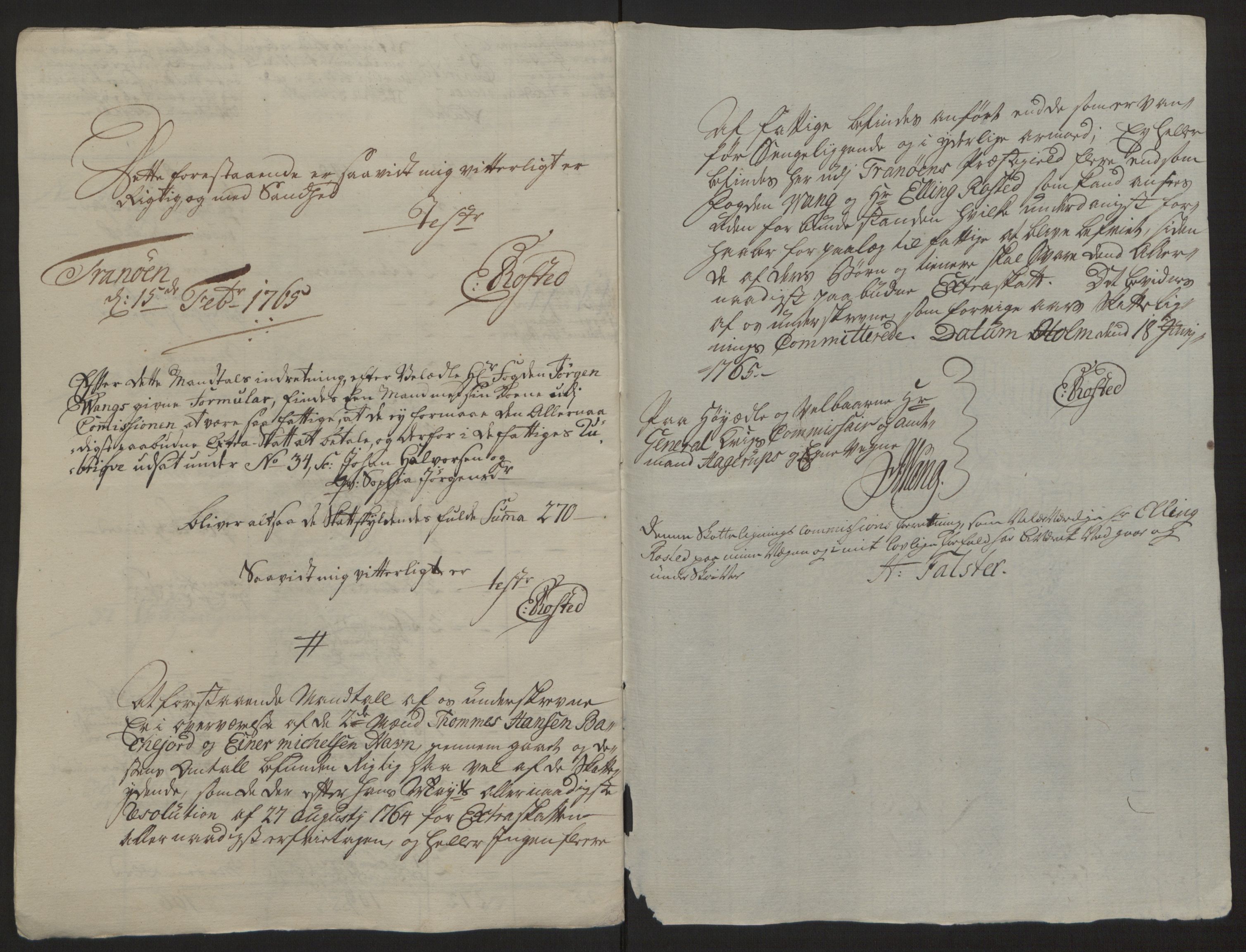Rentekammeret inntil 1814, Reviderte regnskaper, Fogderegnskap, RA/EA-4092/R68/L4845: Ekstraskatten Senja og Troms, 1762-1765, s. 515
