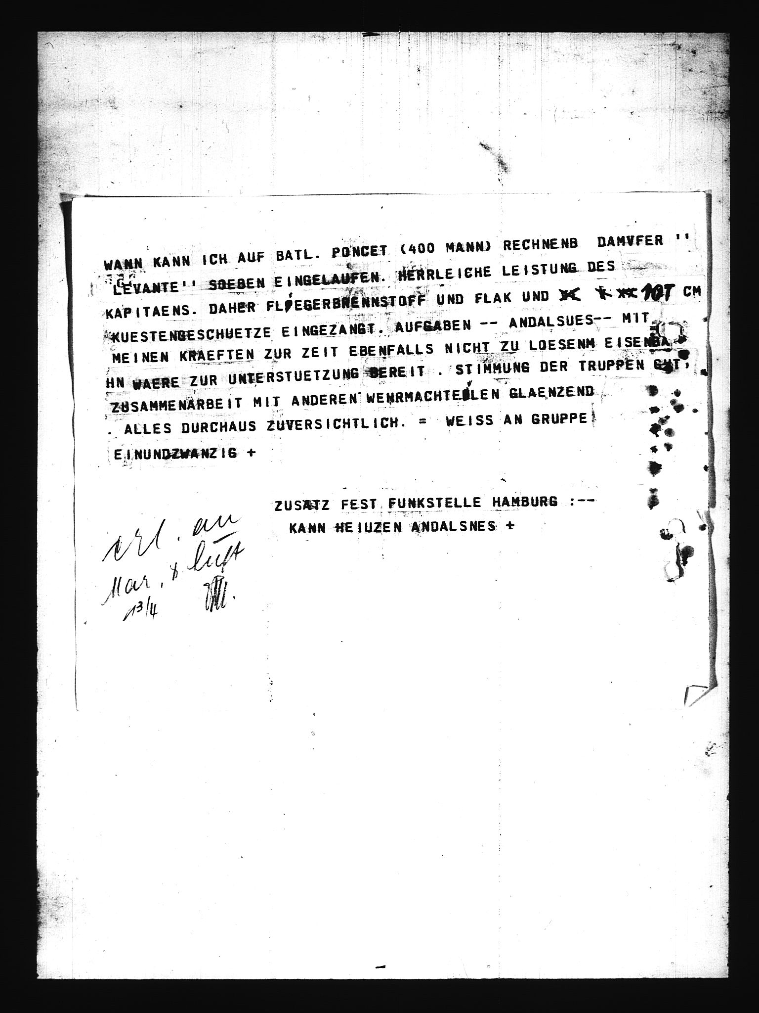Documents Section, RA/RAFA-2200/V/L0076: Amerikansk mikrofilm "Captured German Documents".
Box No. 715.  FKA jnr. 619/1954., 1940, s. 185