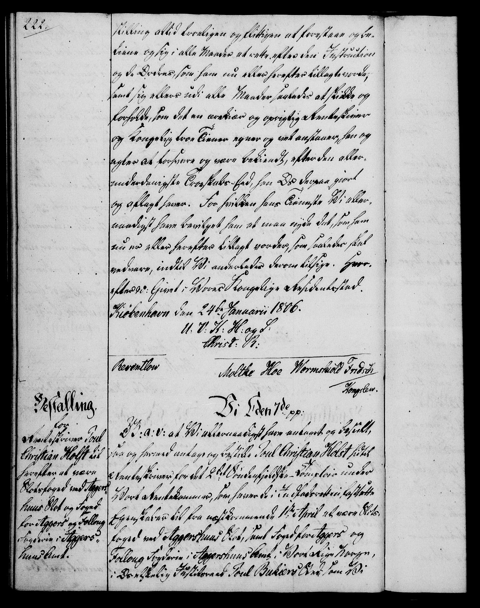 Rentekammeret, Kammerkanselliet, RA/EA-3111/G/Gg/Gge/L0006: Norsk bestallingsprotokoll med register (merket RK 53.30), 1773-1814, s. 222
