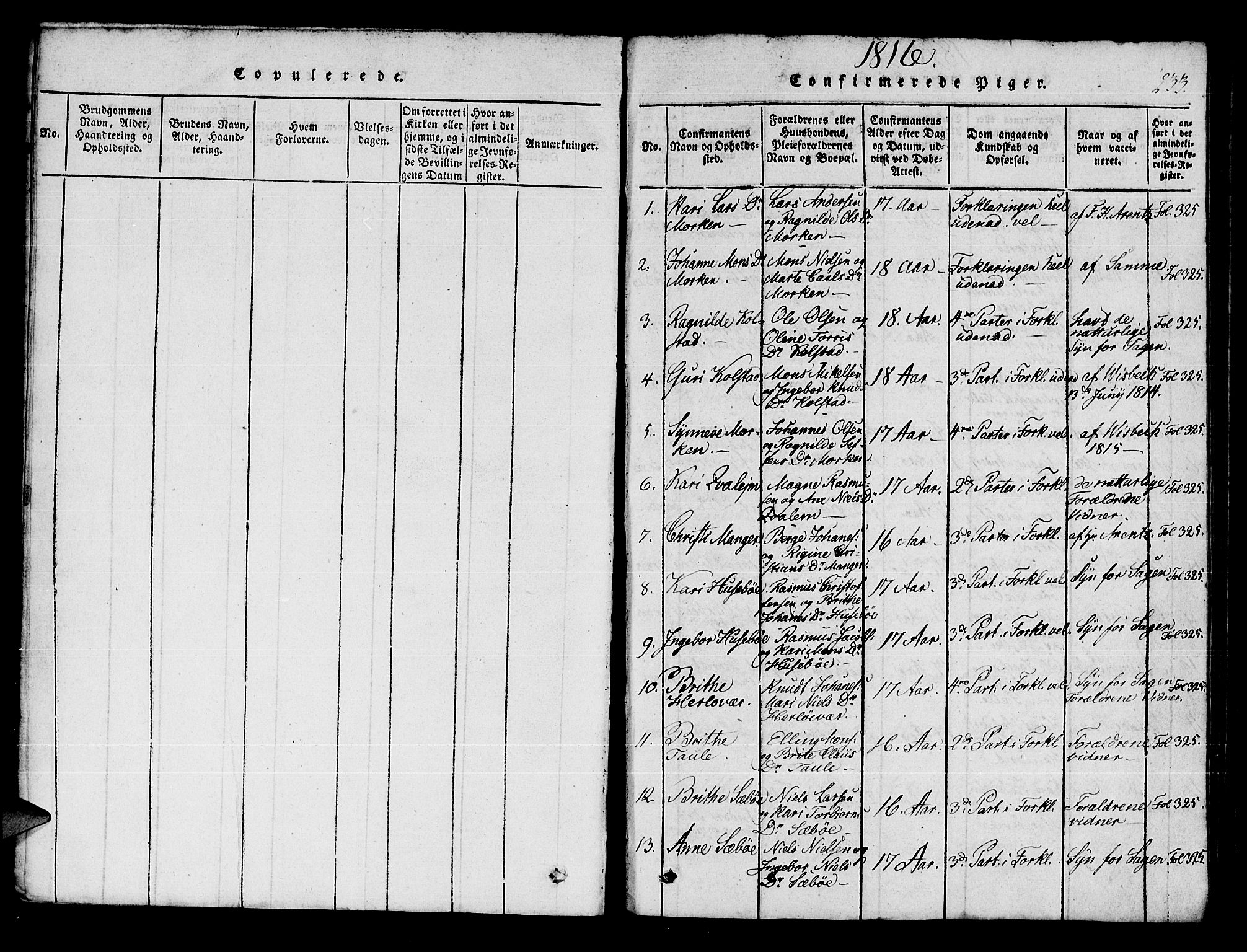 Manger sokneprestembete, AV/SAB-A-76801/H/Haa: Ministerialbok nr. A 3, 1816-1824, s. 233