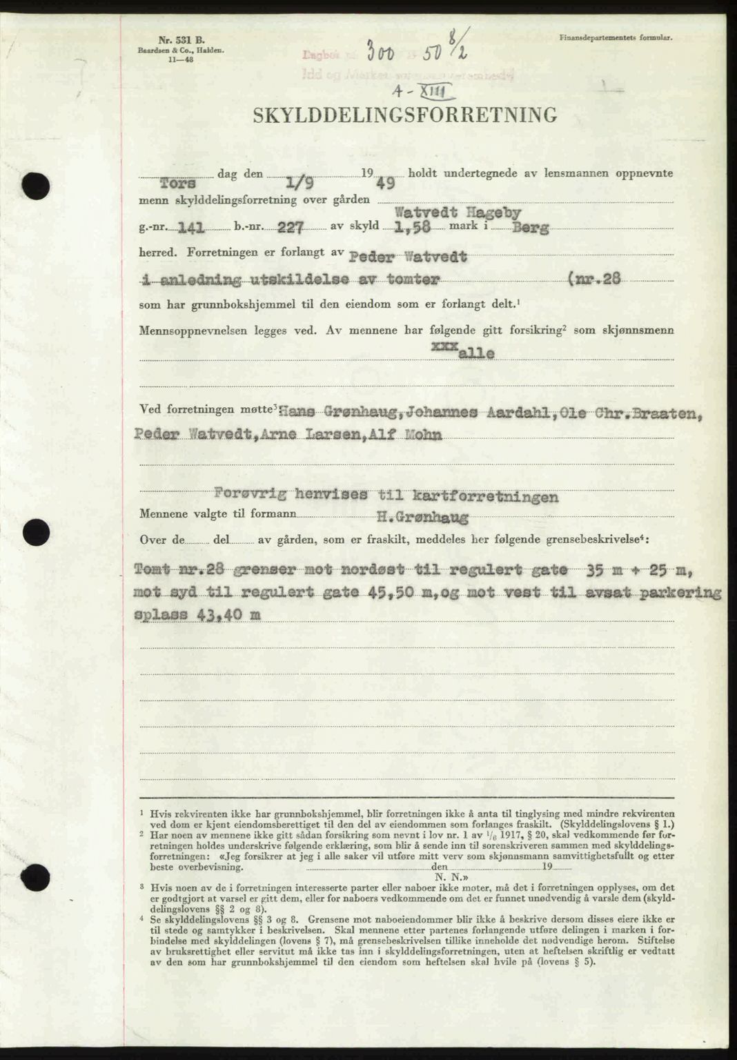 Idd og Marker sorenskriveri, SAO/A-10283/G/Gb/Gbb/L0013: Pantebok nr. A13, 1949-1950, Dagboknr: 300/1950