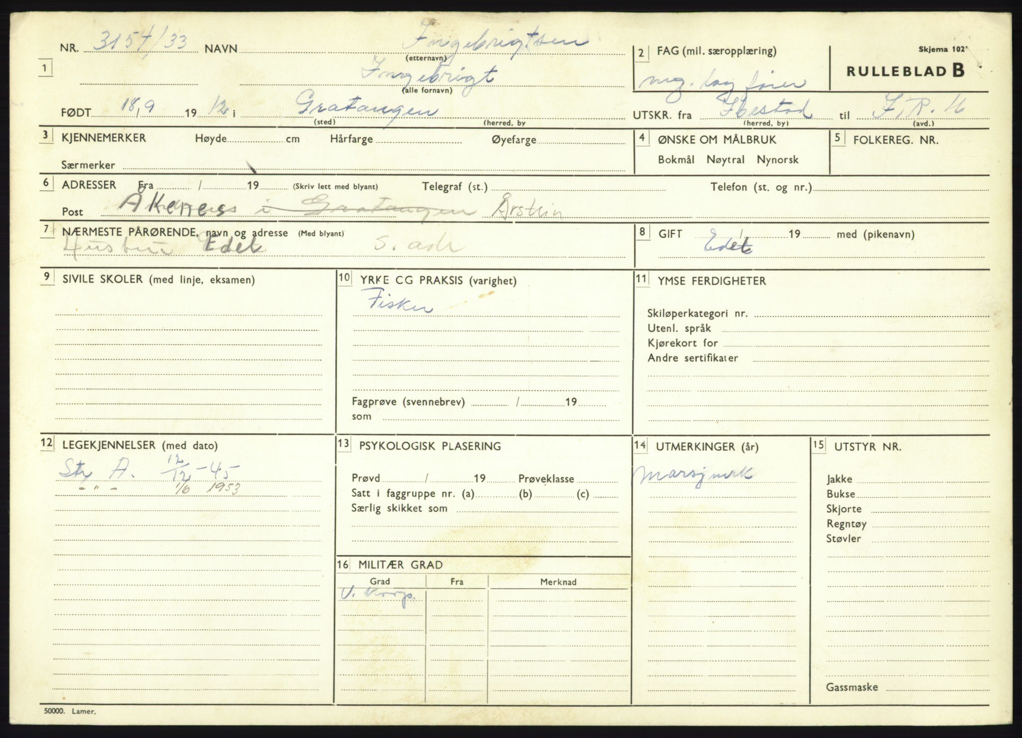 Forsvaret, Troms infanteriregiment nr. 16, AV/RA-RAFA-3146/P/Pa/L0017: Rulleblad for regimentets menige mannskaper, årsklasse 1933, 1933, s. 513