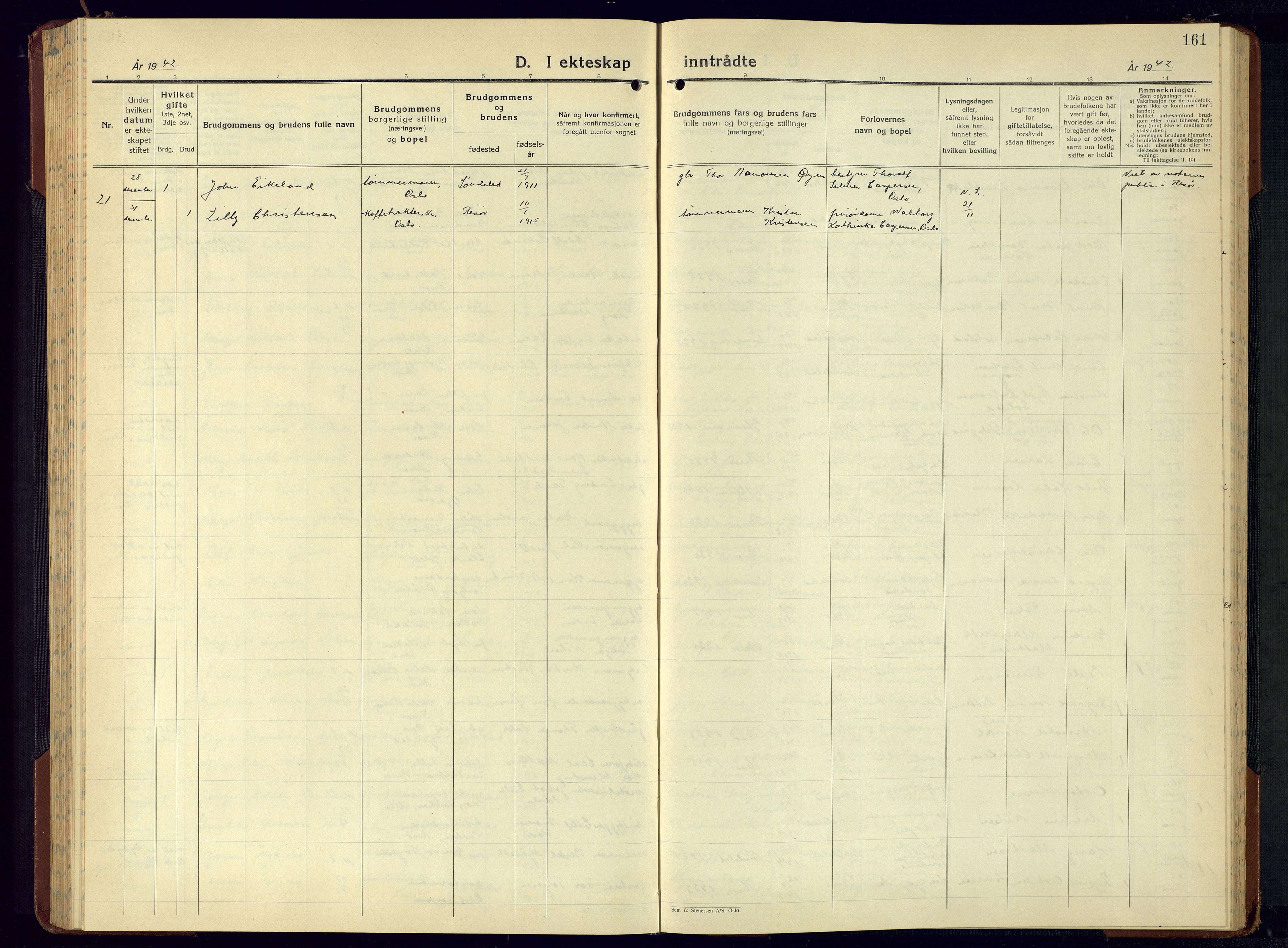 Risør sokneprestkontor, AV/SAK-1111-0035/F/Fb/L0010: Klokkerbok nr. B 10, 1940-1956, s. 161