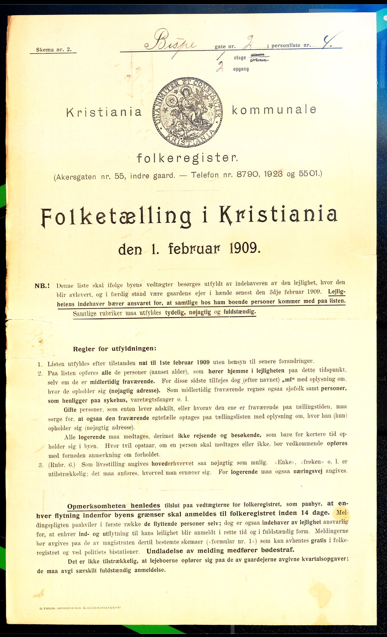 OBA, Kommunal folketelling 1.2.1909 for Kristiania kjøpstad, 1909, s. 4805