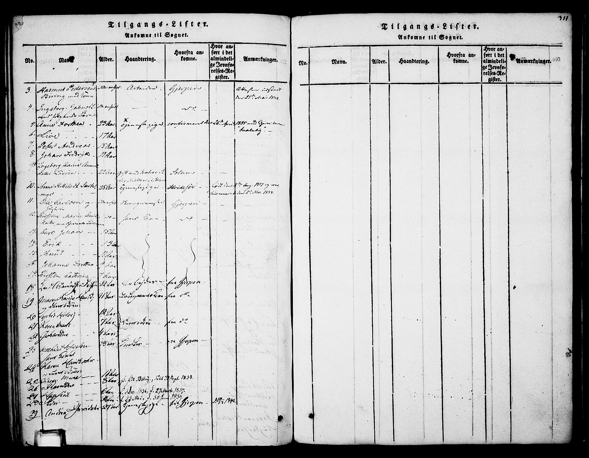 Skien kirkebøker, AV/SAKO-A-302/F/Fa/L0005: Ministerialbok nr. 5, 1814-1843, s. 311