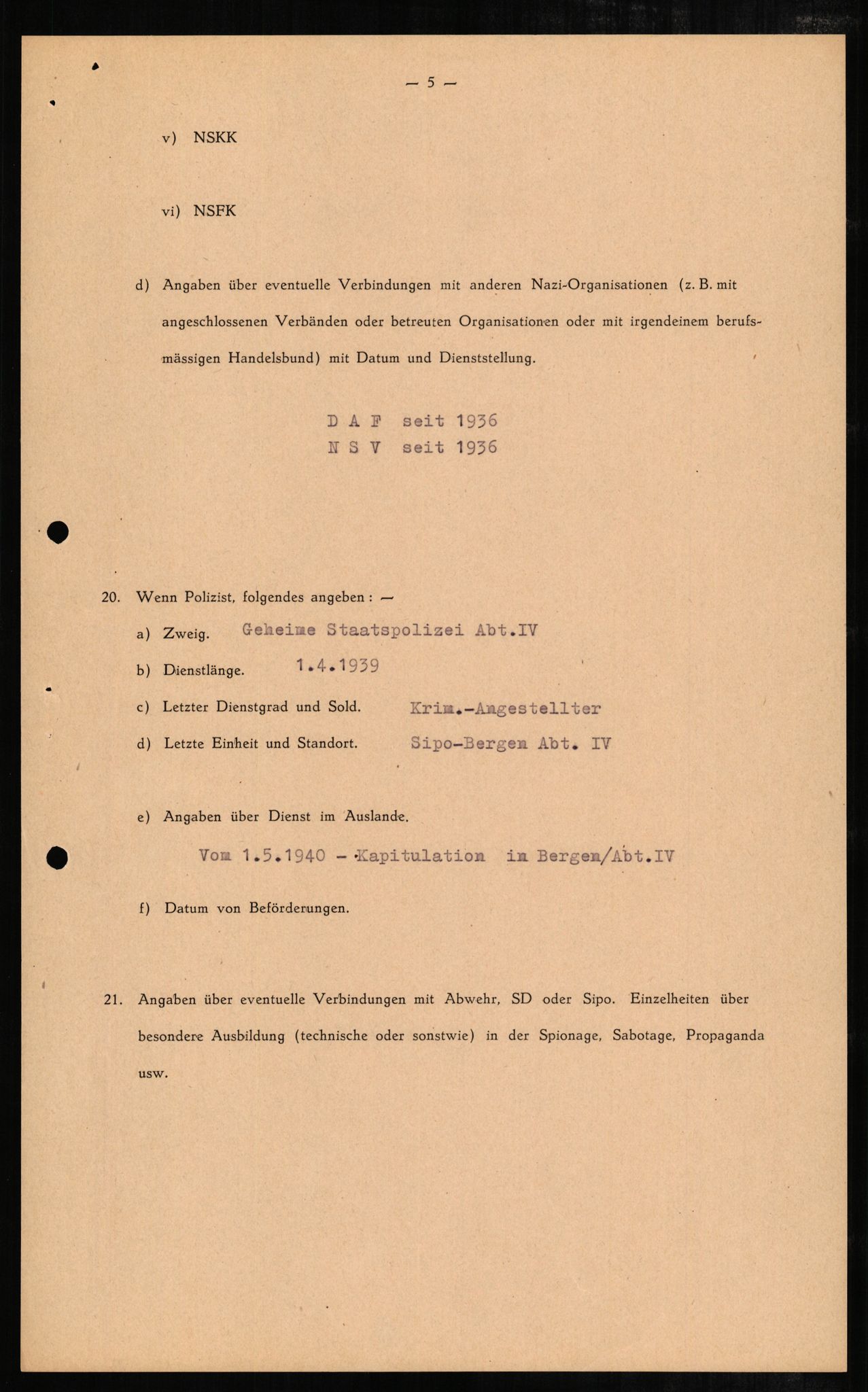 Forsvaret, Forsvarets overkommando II, AV/RA-RAFA-3915/D/Db/L0002: CI Questionaires. Tyske okkupasjonsstyrker i Norge. Tyskere., 1945-1946, s. 539