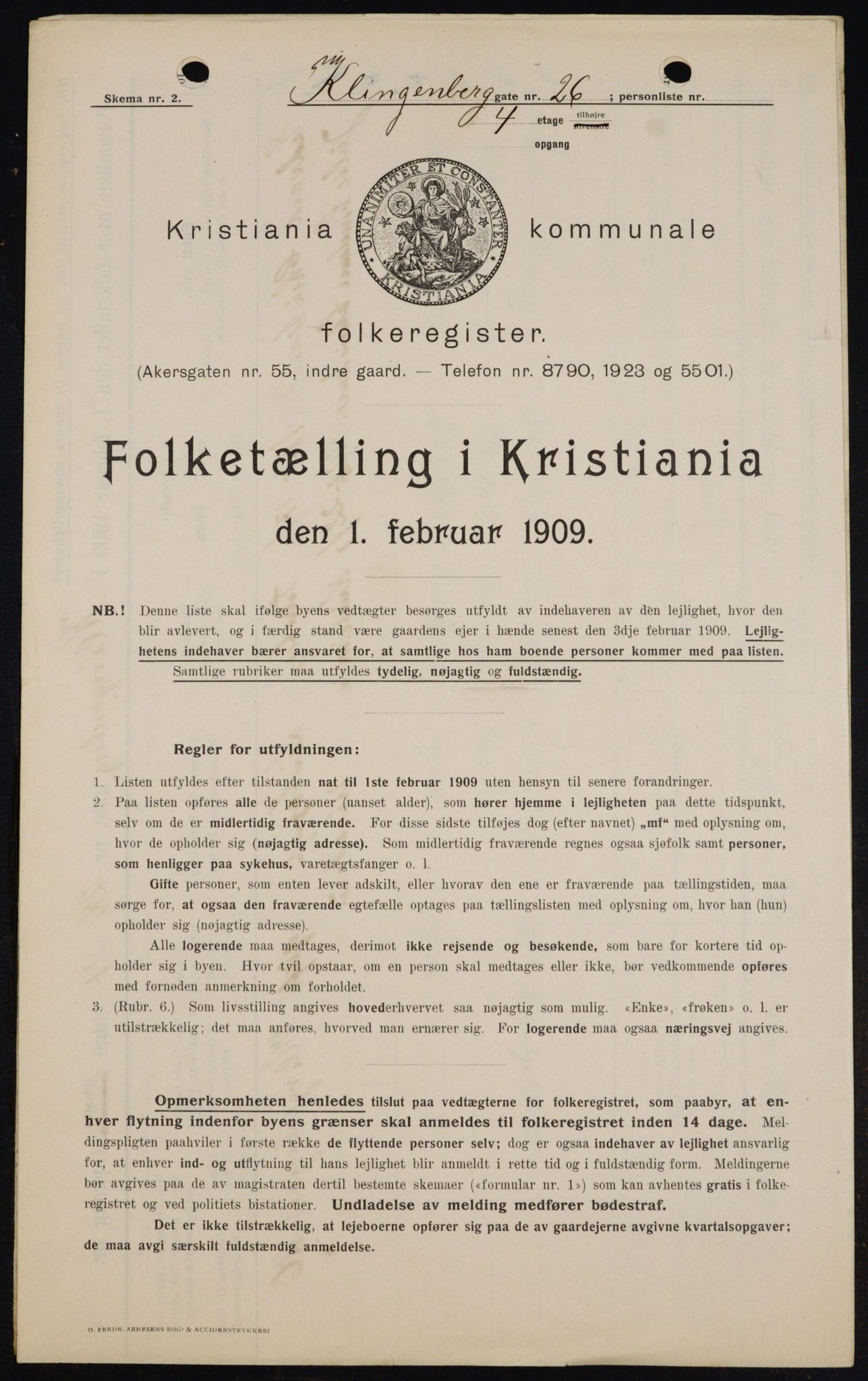 OBA, Kommunal folketelling 1.2.1909 for Kristiania kjøpstad, 1909, s. 47745