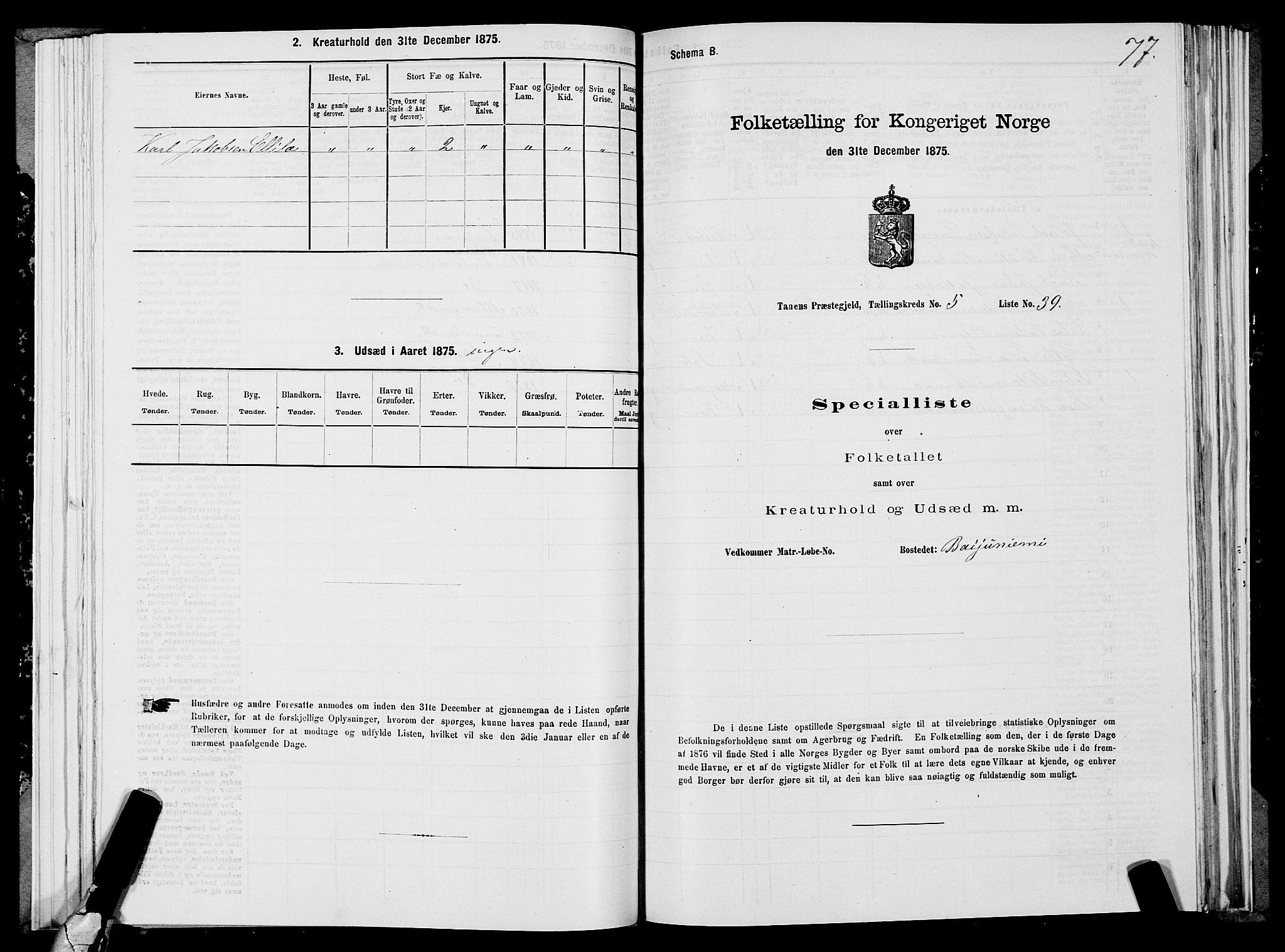 SATØ, Folketelling 1875 for 2025P Tana prestegjeld, 1875, s. 2077