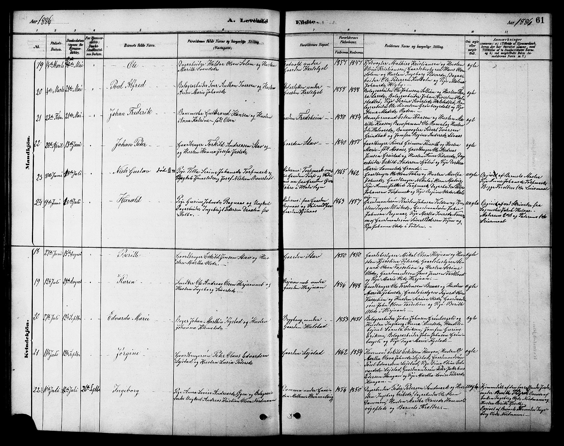 Ministerialprotokoller, klokkerbøker og fødselsregistre - Sør-Trøndelag, AV/SAT-A-1456/616/L0423: Klokkerbok nr. 616C06, 1878-1903, s. 61