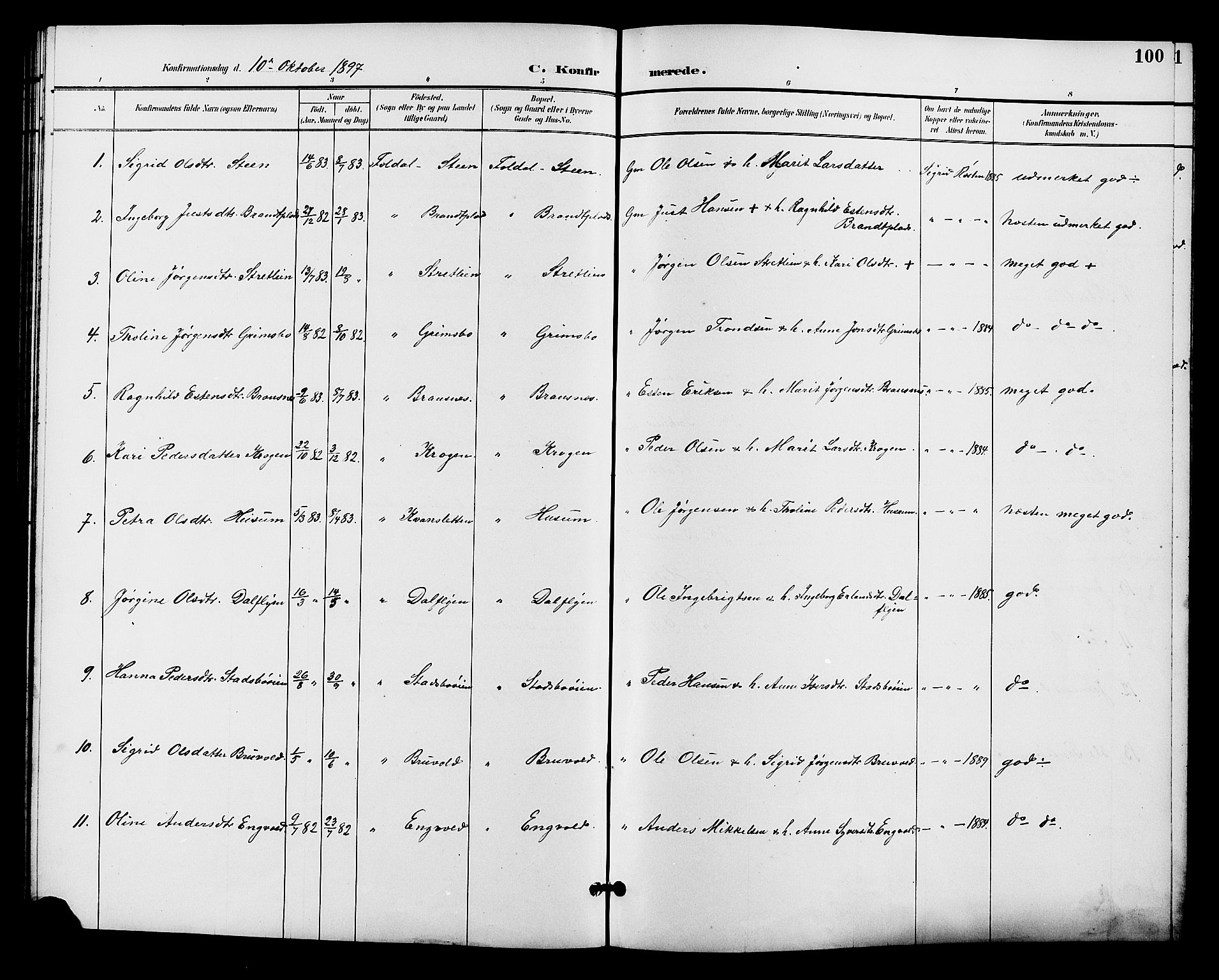 Alvdal prestekontor, AV/SAH-PREST-060/H/Ha/Hab/L0004: Klokkerbok nr. 4, 1894-1910, s. 100